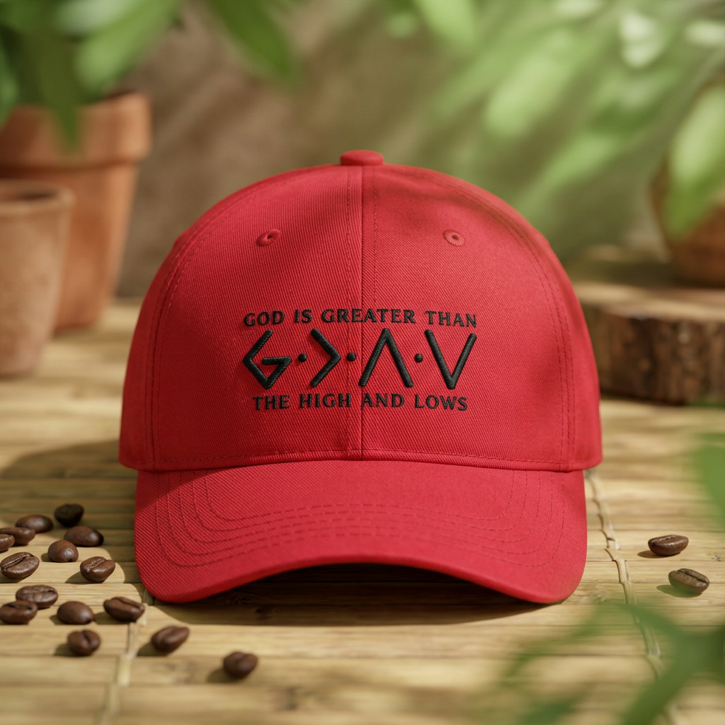 Christian Dad Hat – "God Is Greater Than The Highs And Lows" Embroidered Baseball Cap