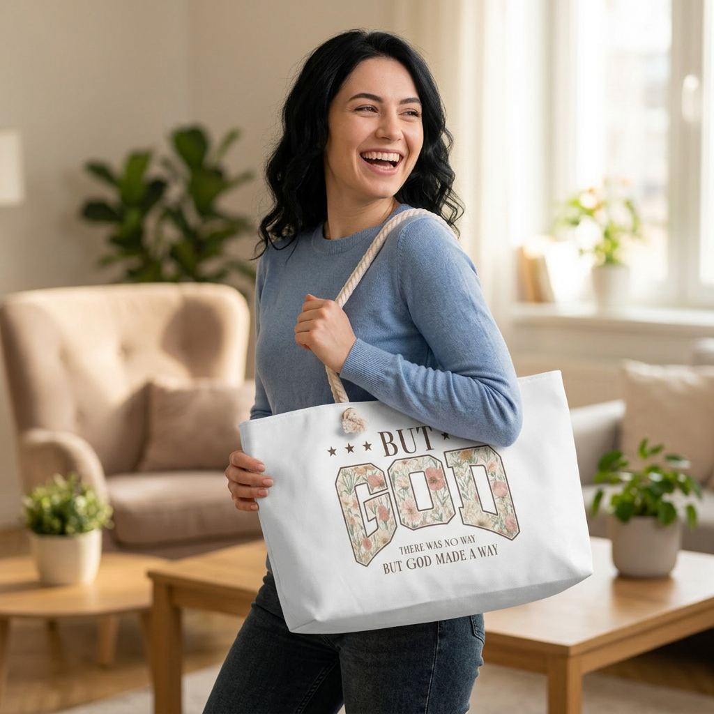 But God Floral Weekender Bag — Inspirational Christian Travel Tote