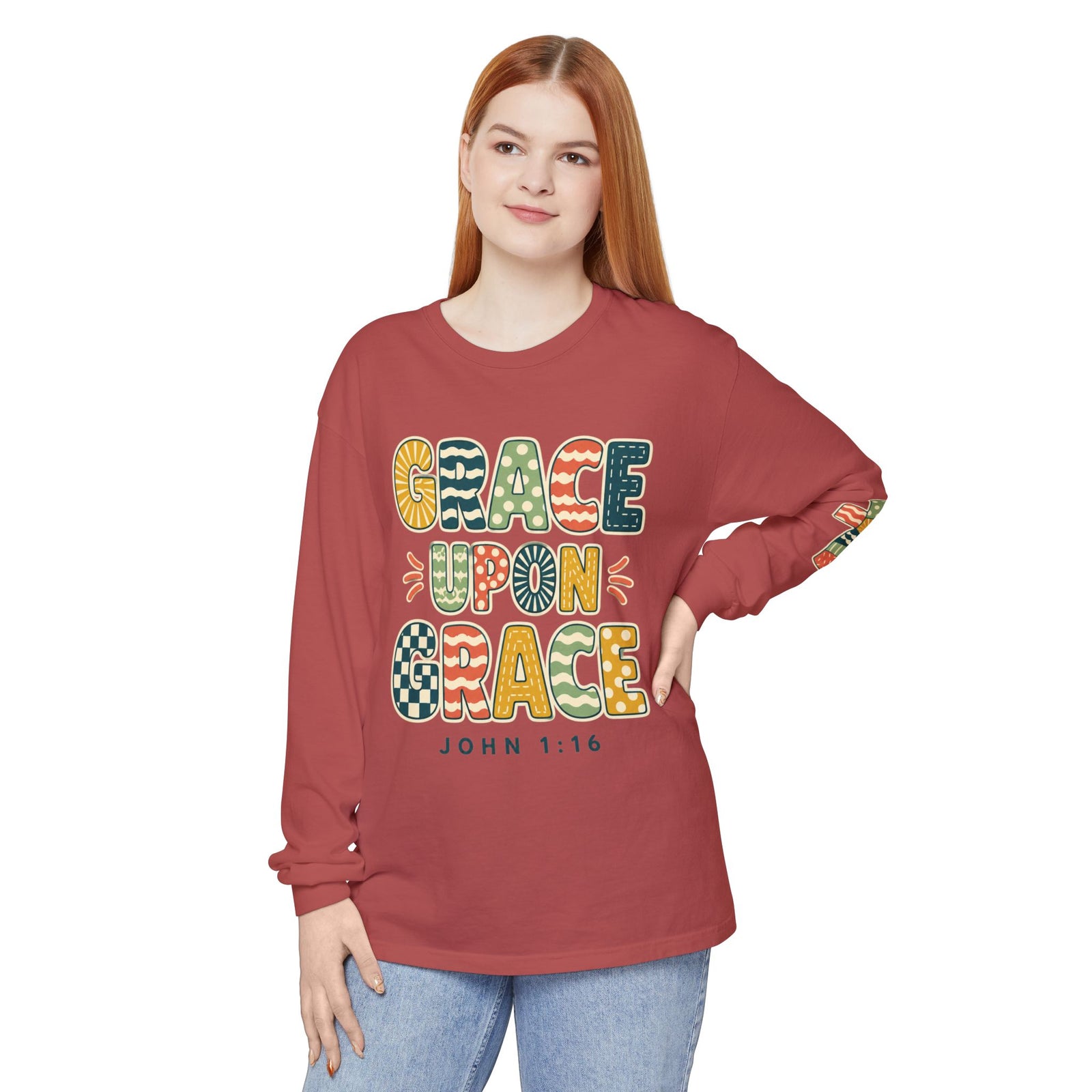 Grace Upon Grace Long Sleeve T-Shirt — John 1:16 Christian Tee