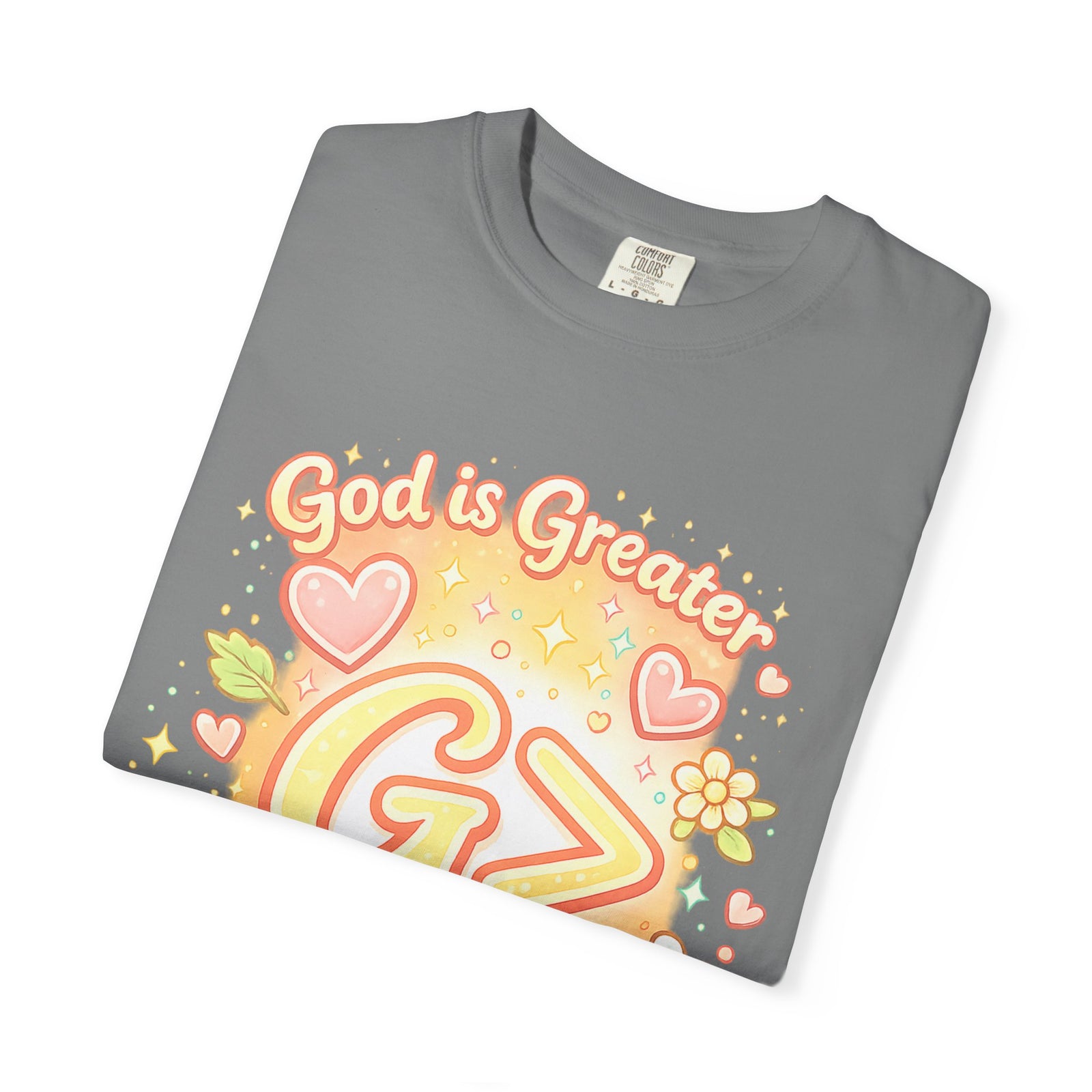 God's Greater Tee — Cute Floral Christian Graphic T-Shirt