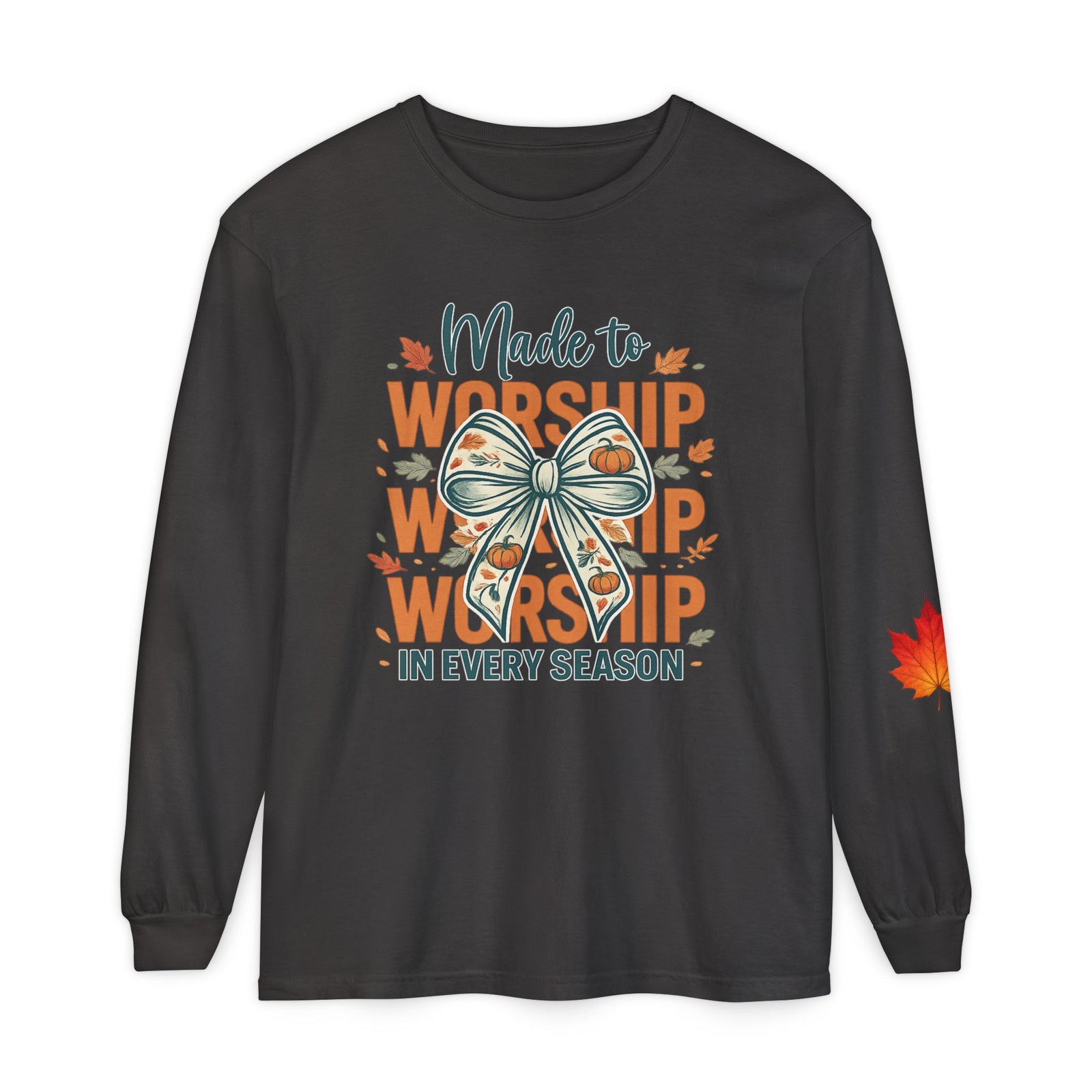 Long Sleeve Tee — "Made to Worship in Every Season" Fall Faith Shirt