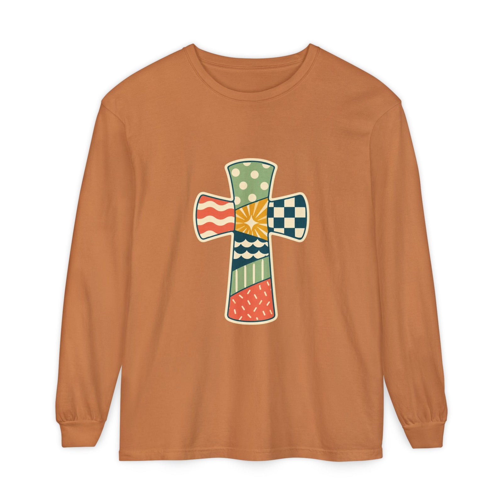 Patchwork Cross Long Sleeve T-Shirt