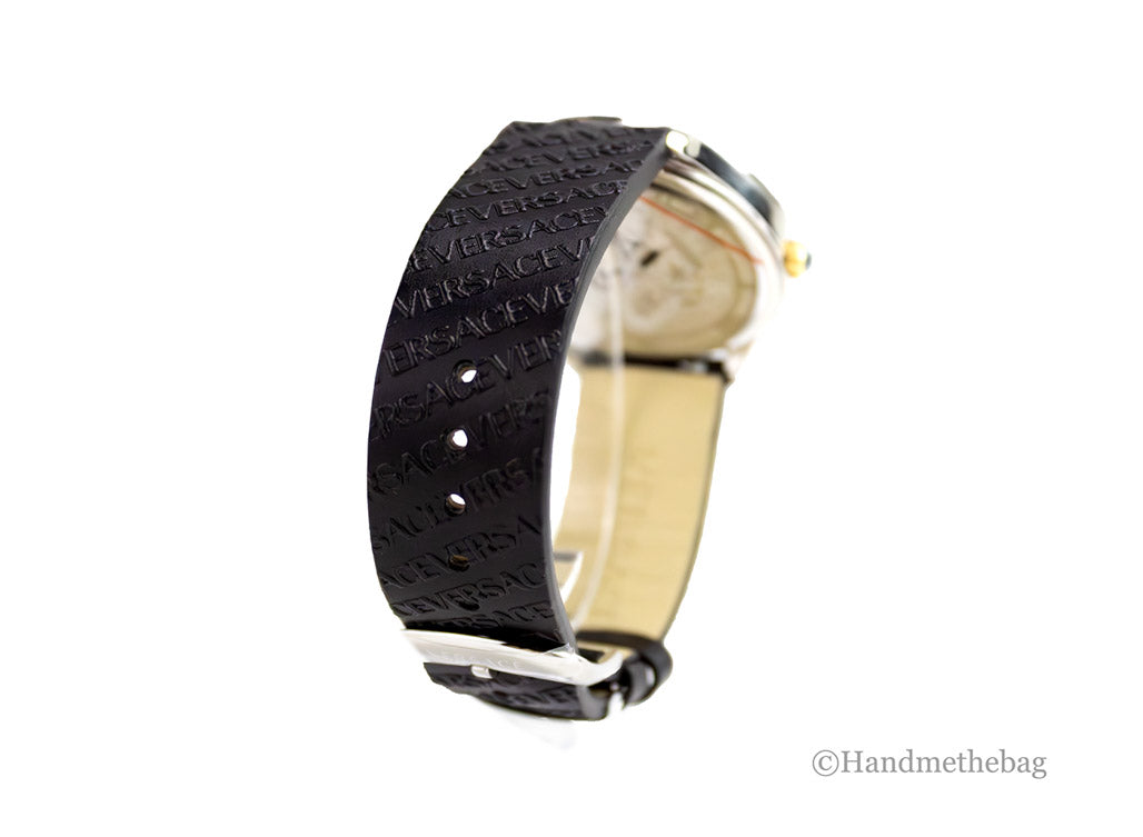 Versace Silver Halo 38mm Leather Strap Watch