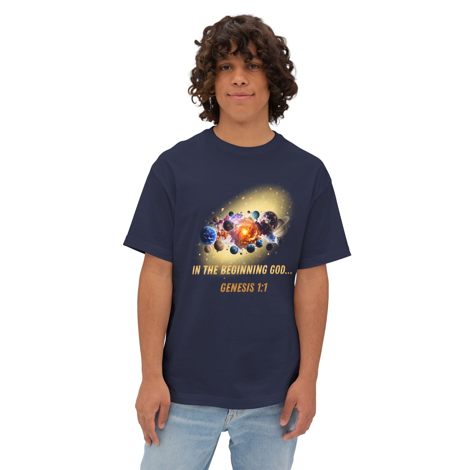 Genesis 1:1 Creation Tee — Cosmic Bible Verse T-Shirt