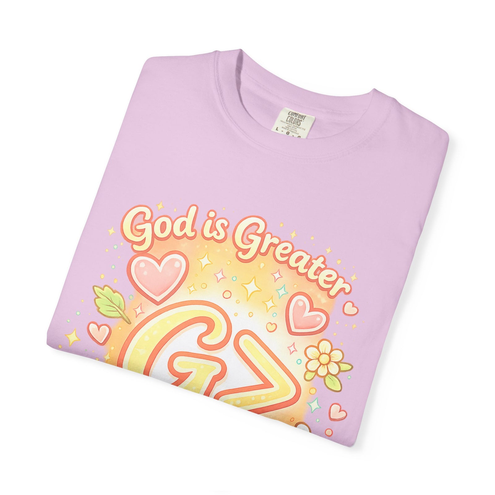 God's Greater Tee — Cute Floral Christian Graphic T-Shirt