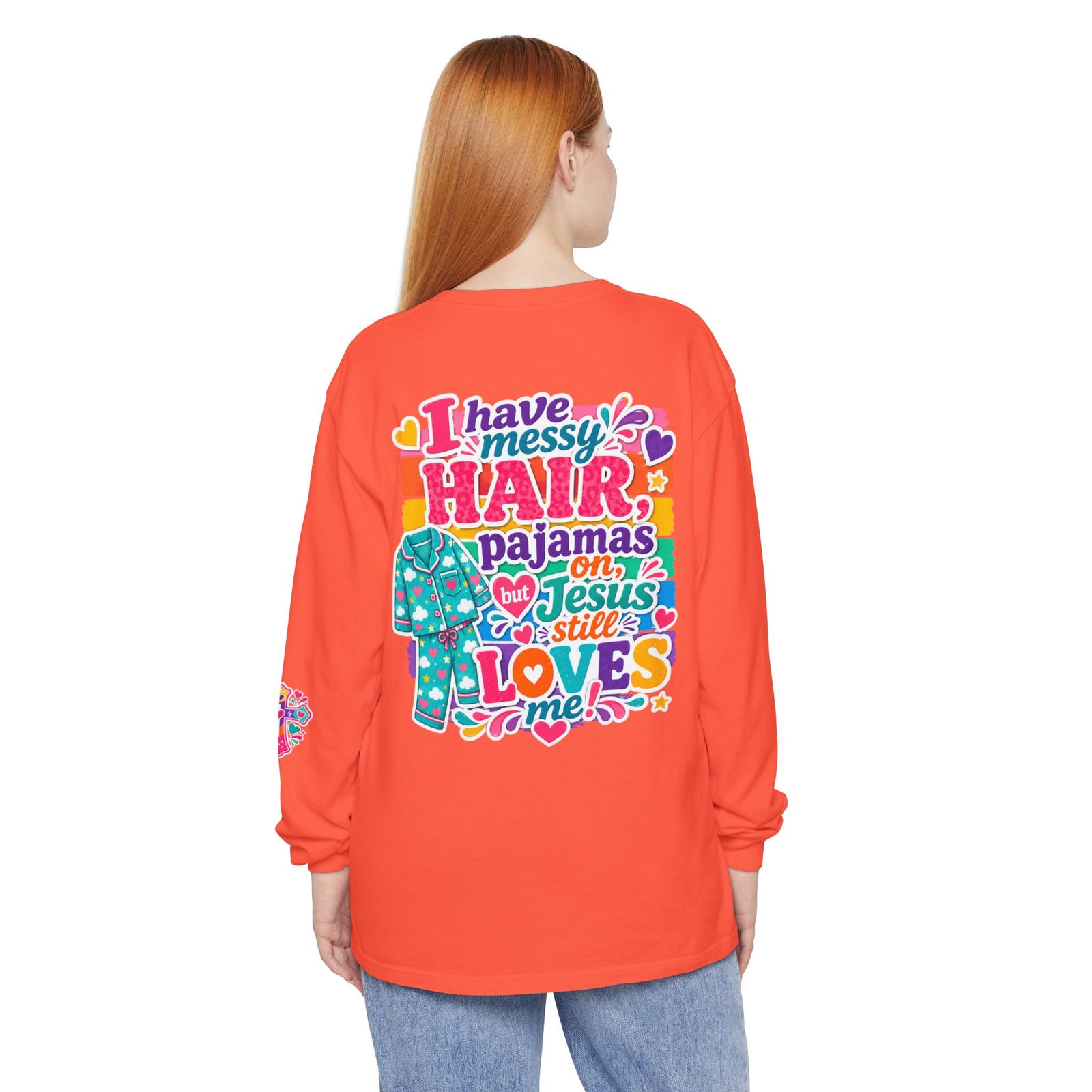 Christian Pajama Graphic Long Sleeve Tee — "...Jesus Still Loves Me"