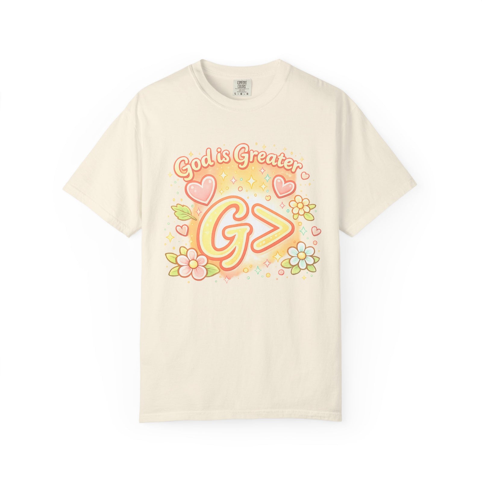 God's Greater Tee — Cute Floral Christian Graphic T-Shirt
