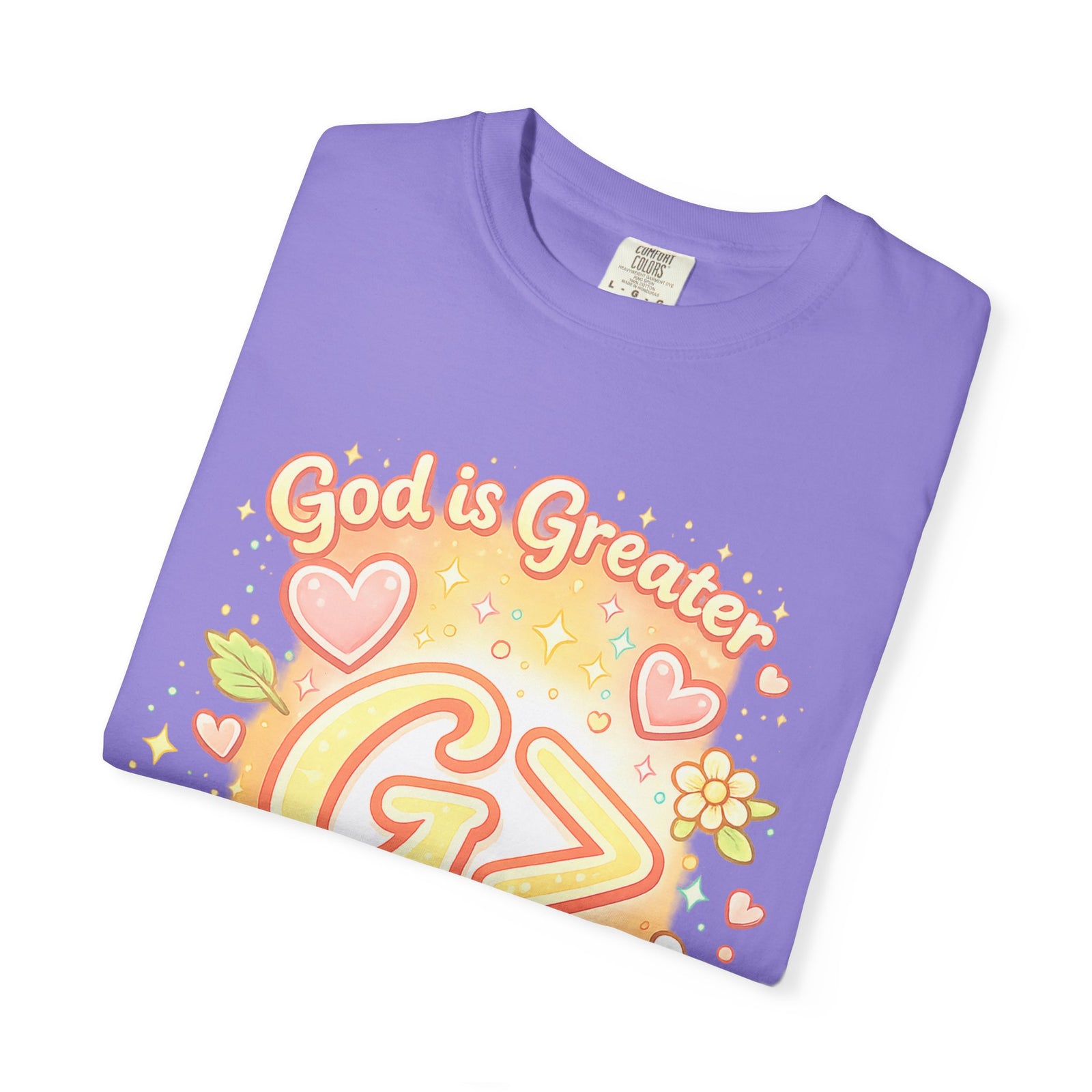 God's Greater Tee — Cute Floral Christian Graphic T-Shirt