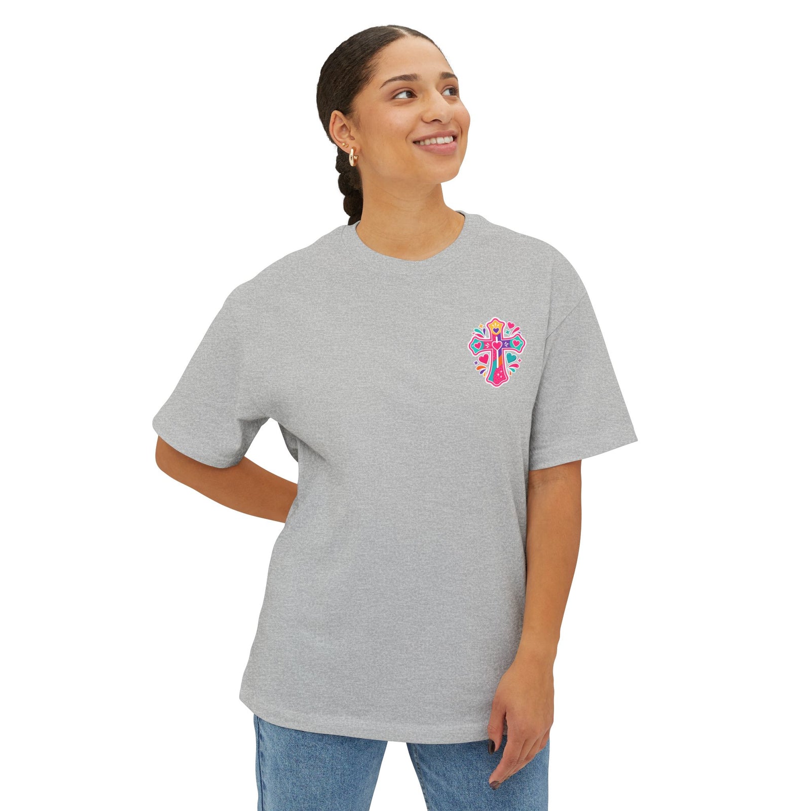 Christian Tee — "I Have Messy Hair, Pajamas On, But Jesus Still Loves Me" Boxy T-Shirt