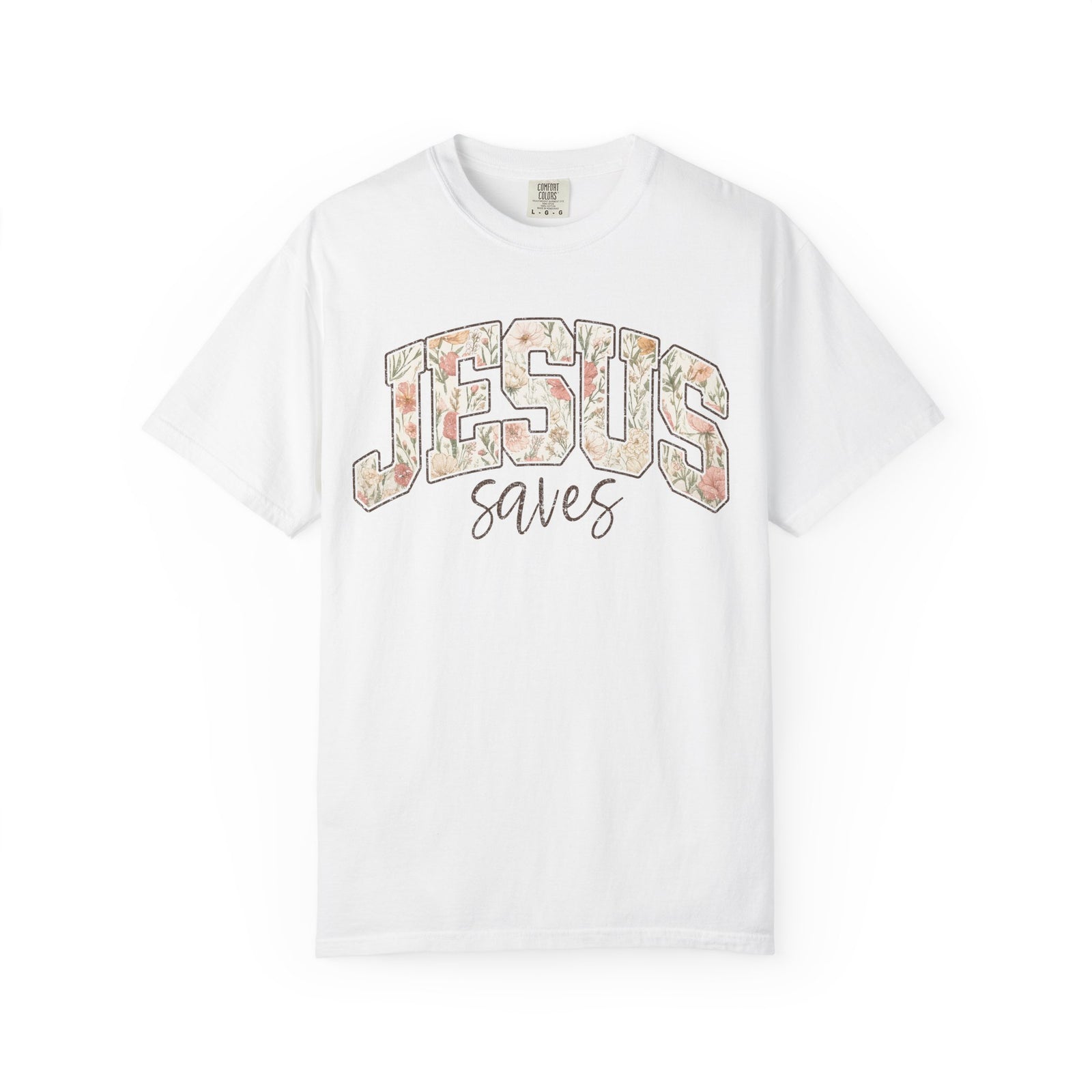 Jesus Saves Floral T-Shirt — Christian Faith Tee for Women & Men