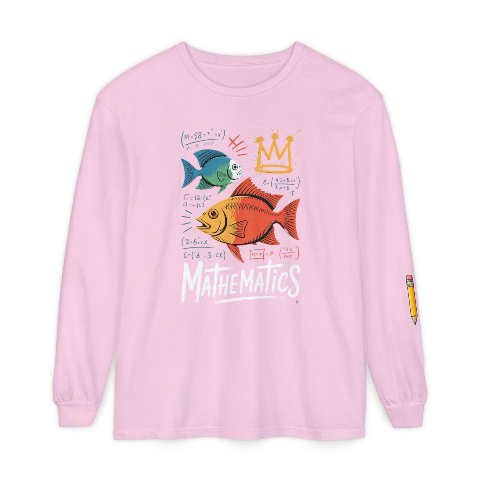 Fish Math Long Sleeve Tee — Cute Brainy Fish Graphic Shirt