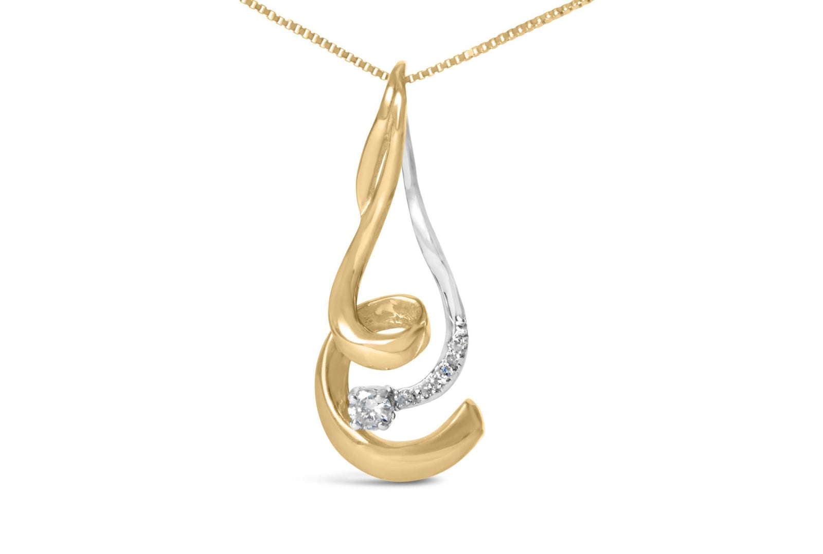 Twirl 10K Dual-Gold Diamond Pendant Necklace