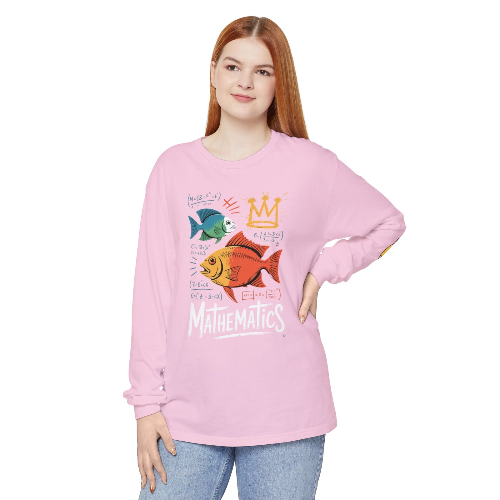 Fish Math Long Sleeve Tee — Cute Brainy Fish Graphic Shirt
