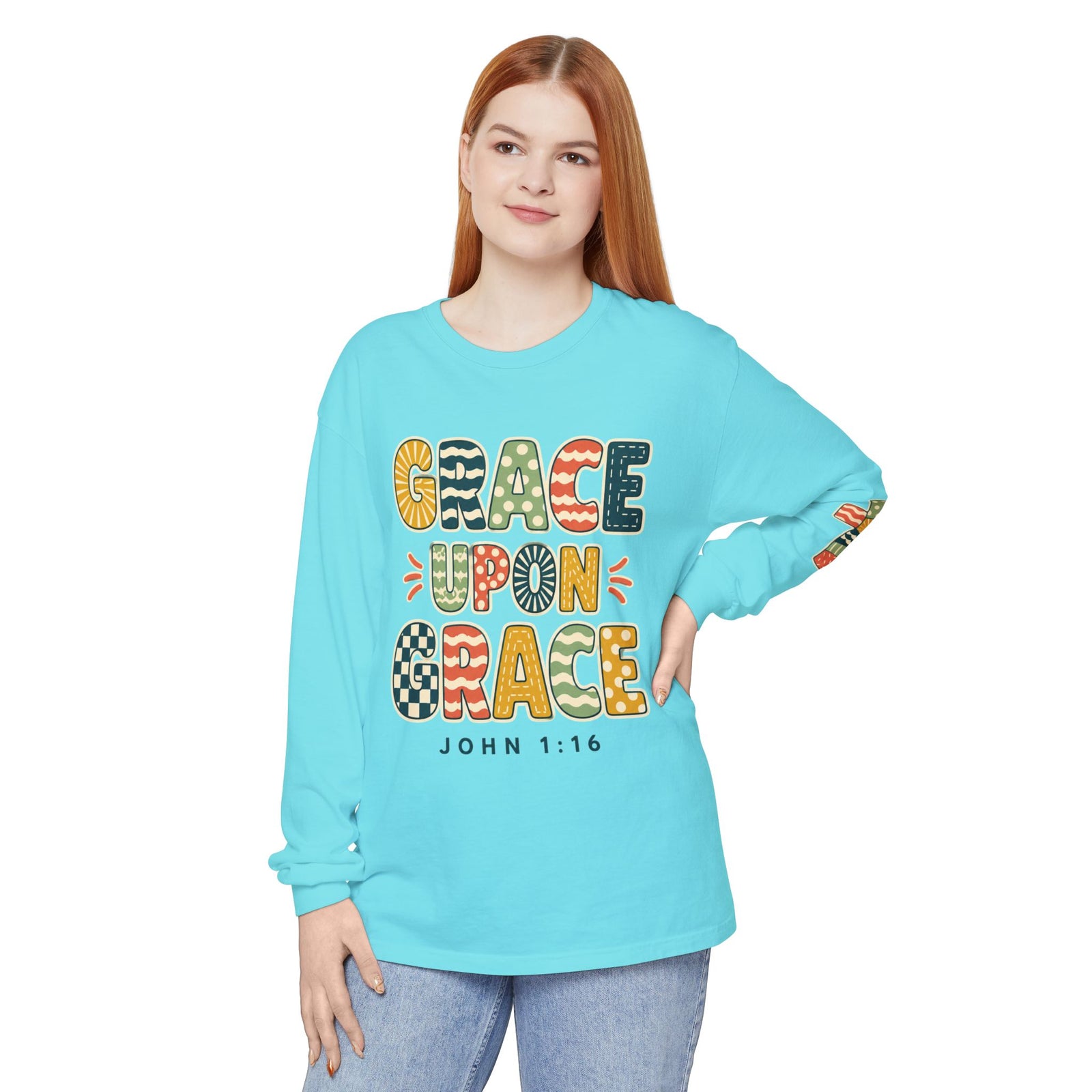 Grace Upon Grace Long Sleeve T-Shirt — John 1:16 Christian Tee