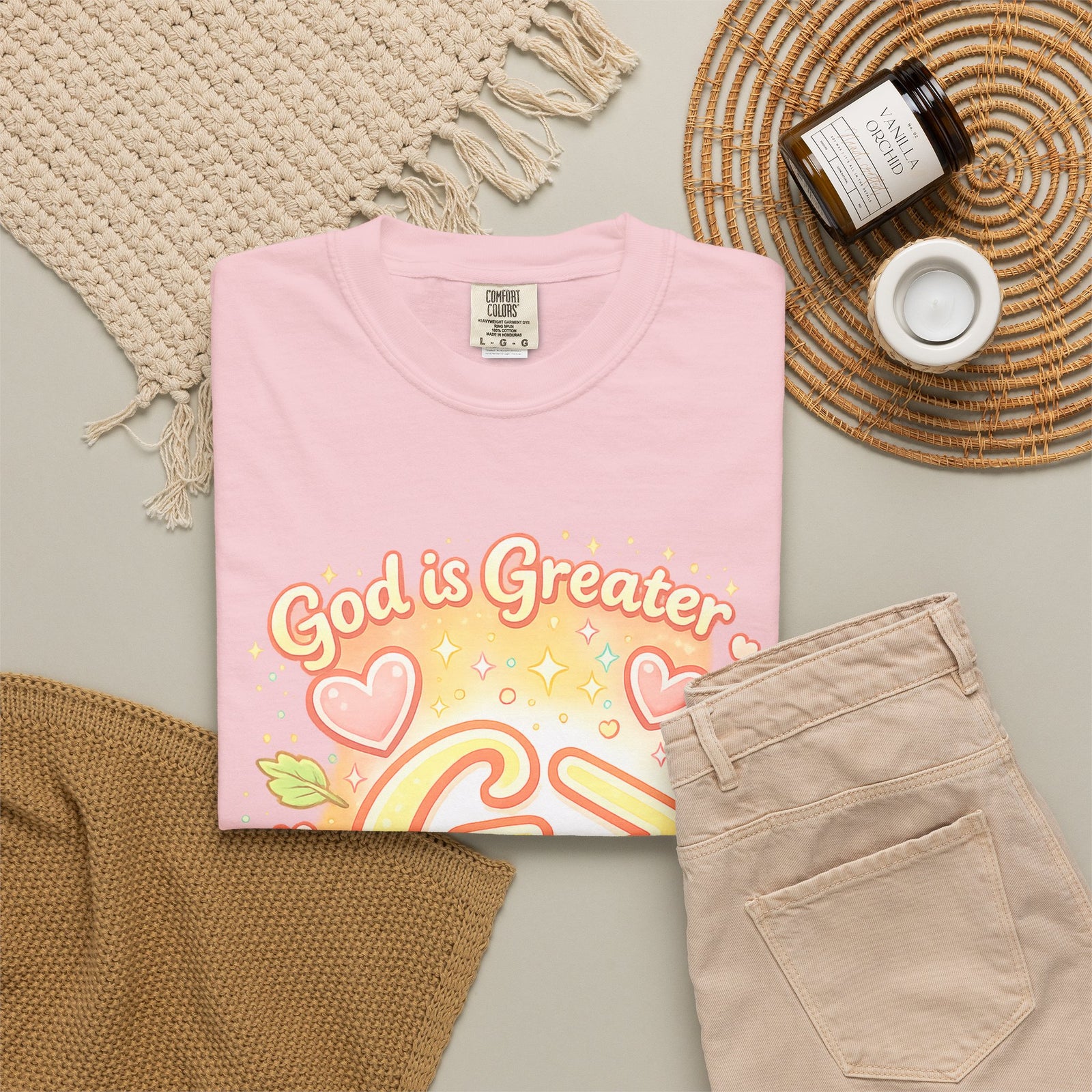 God's Greater Tee — Cute Floral Christian Graphic T-Shirt