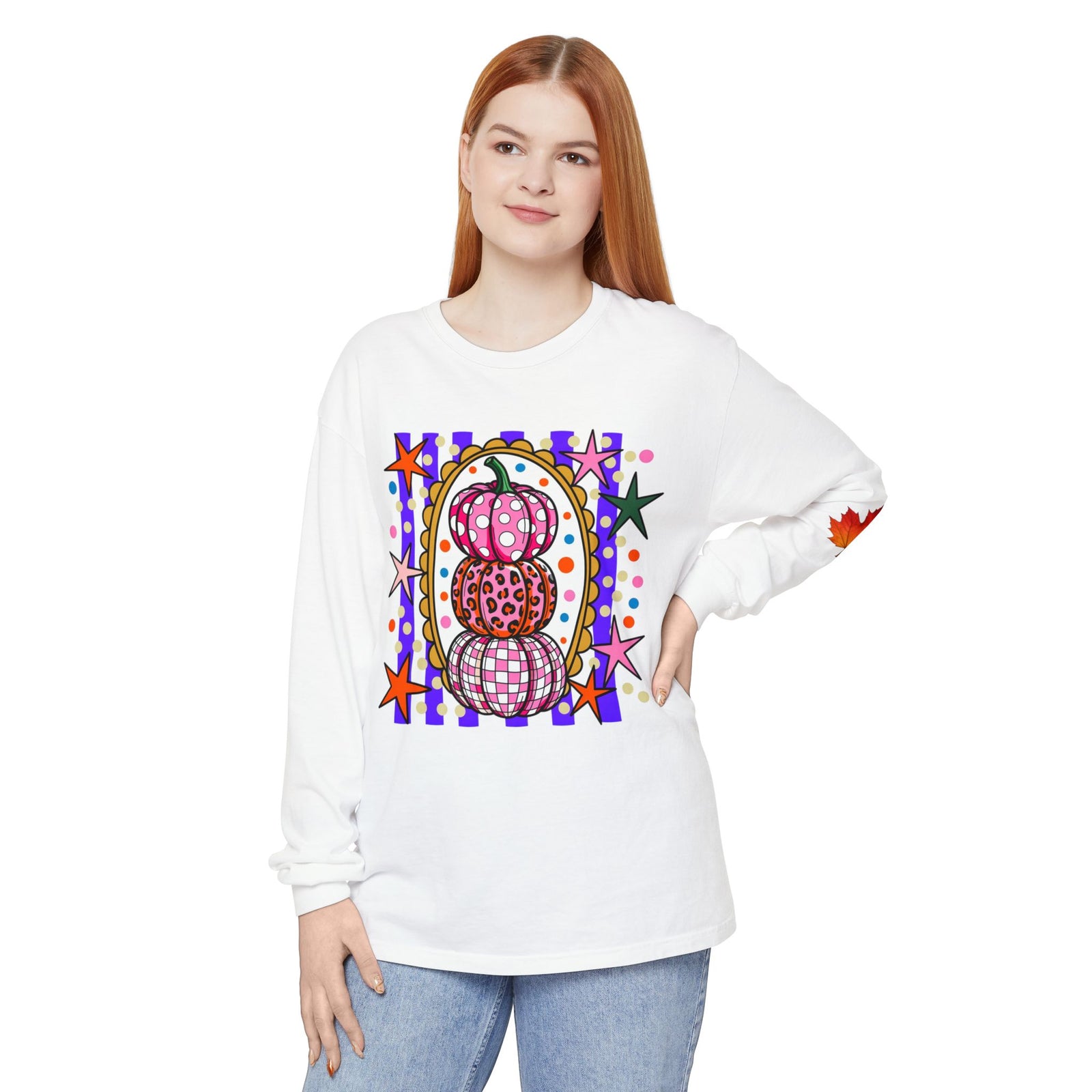 Autumn Pop Art Pumpkin Long Sleeve Shirt