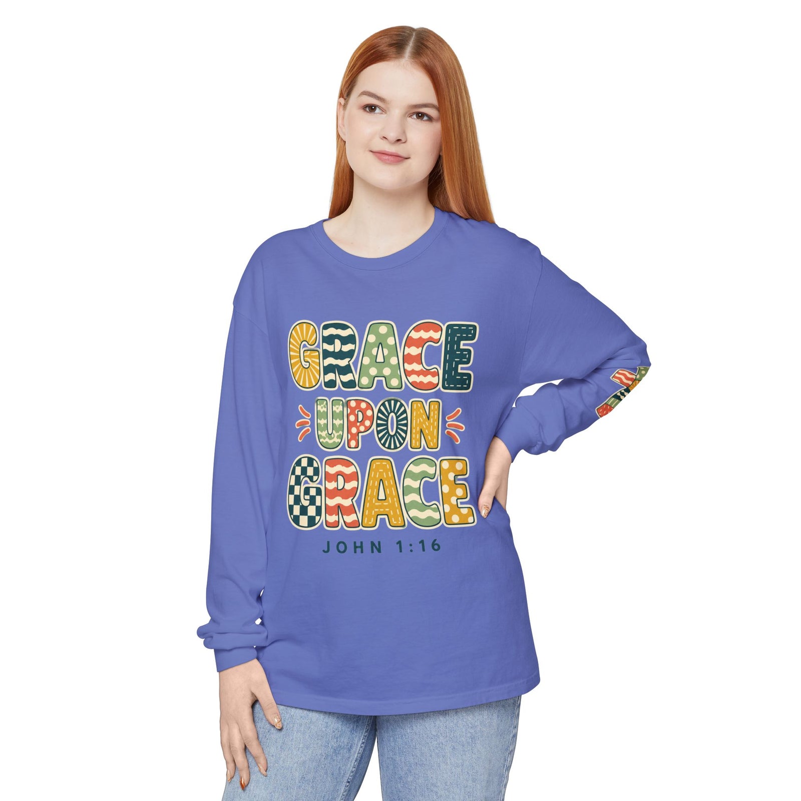 Grace Upon Grace Long Sleeve T-Shirt — John 1:16 Christian Tee