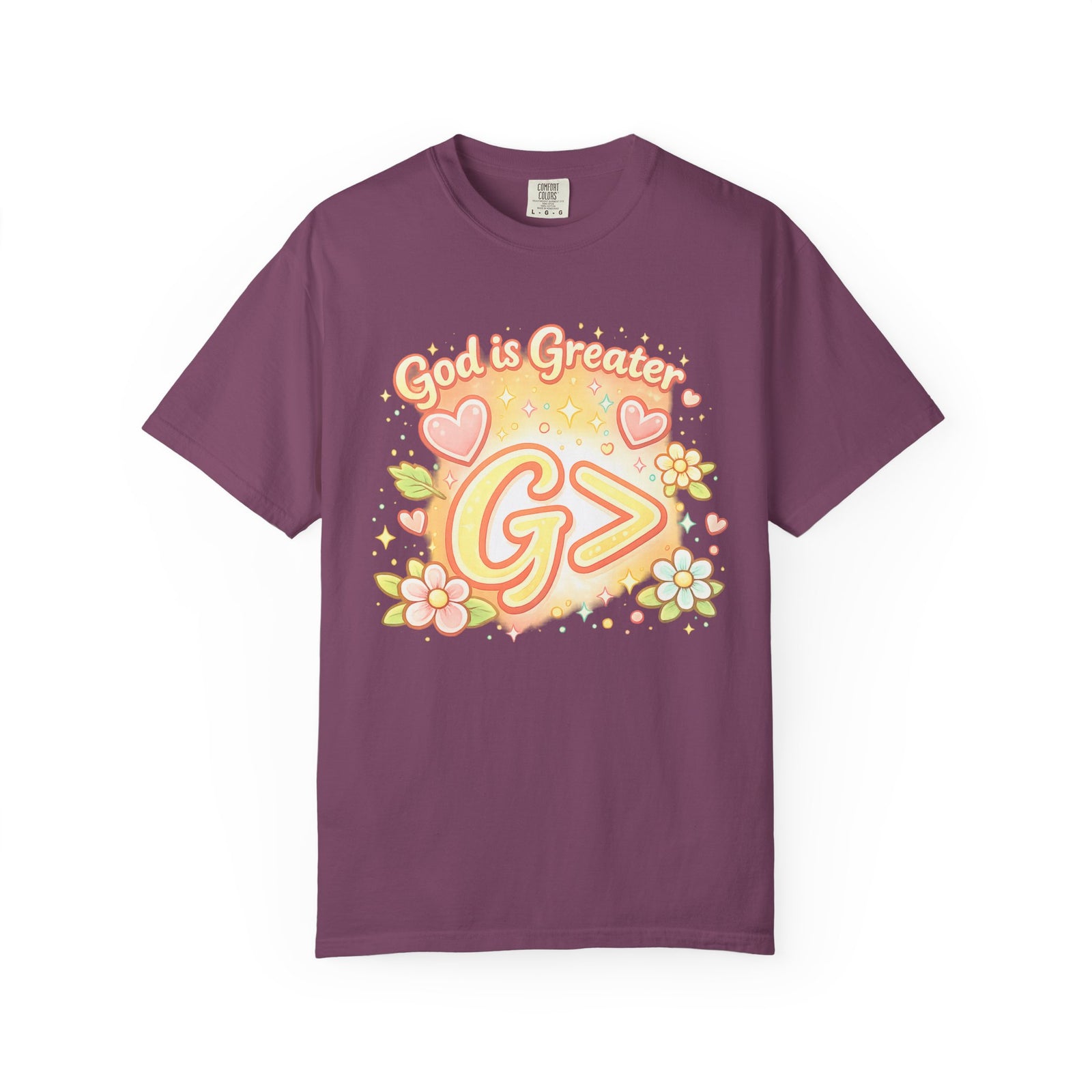 God's Greater Tee — Cute Floral Christian Graphic T-Shirt