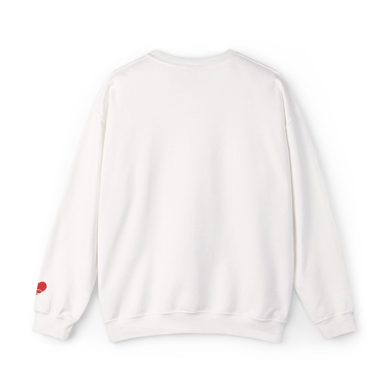 Crewneck Sweatshirt — 'AGAIN NEVER' Floral Text Design, White Cozy Pullover