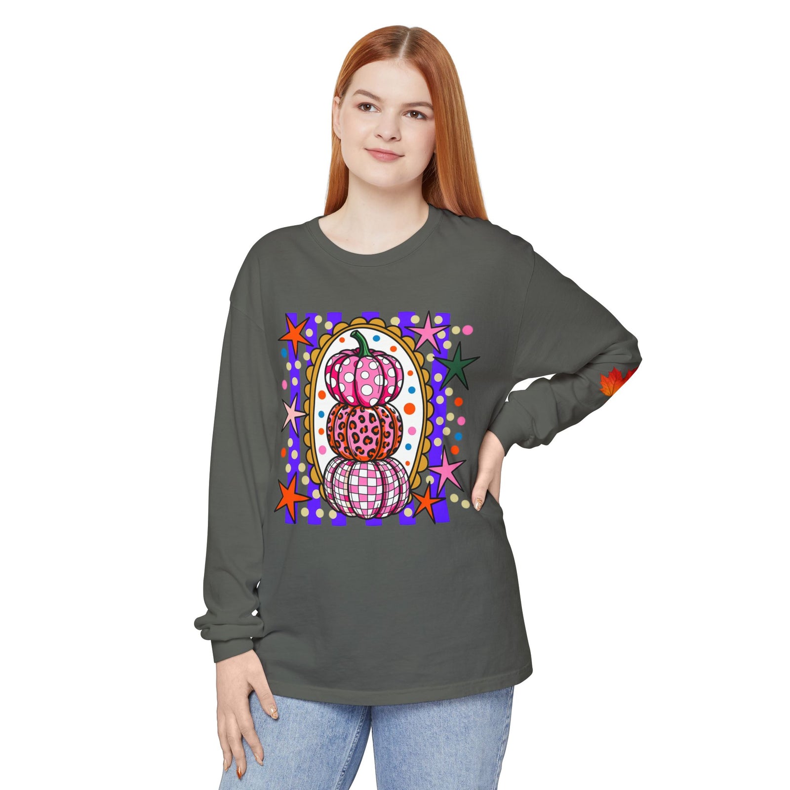 Autumn Pop Art Pumpkin Long Sleeve Shirt