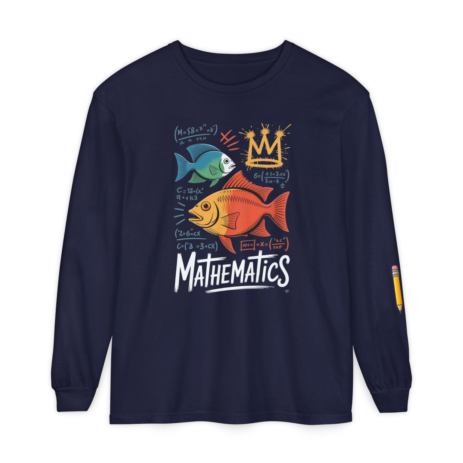 Fish Math Long Sleeve Tee — Cute Brainy Fish Graphic Shirt