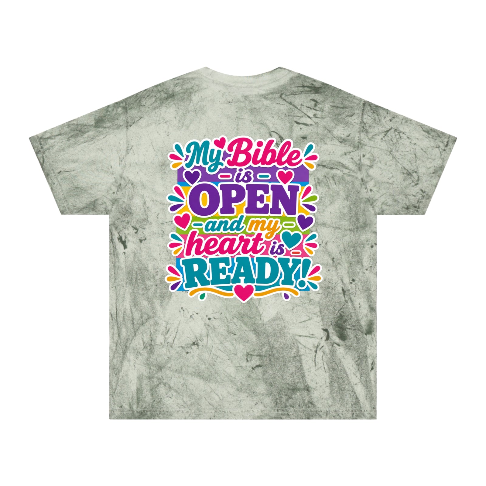 Christian Tie-Dye T-Shirt — “My Bible is Open and My Heart is Ready” Colorful Faith Tee