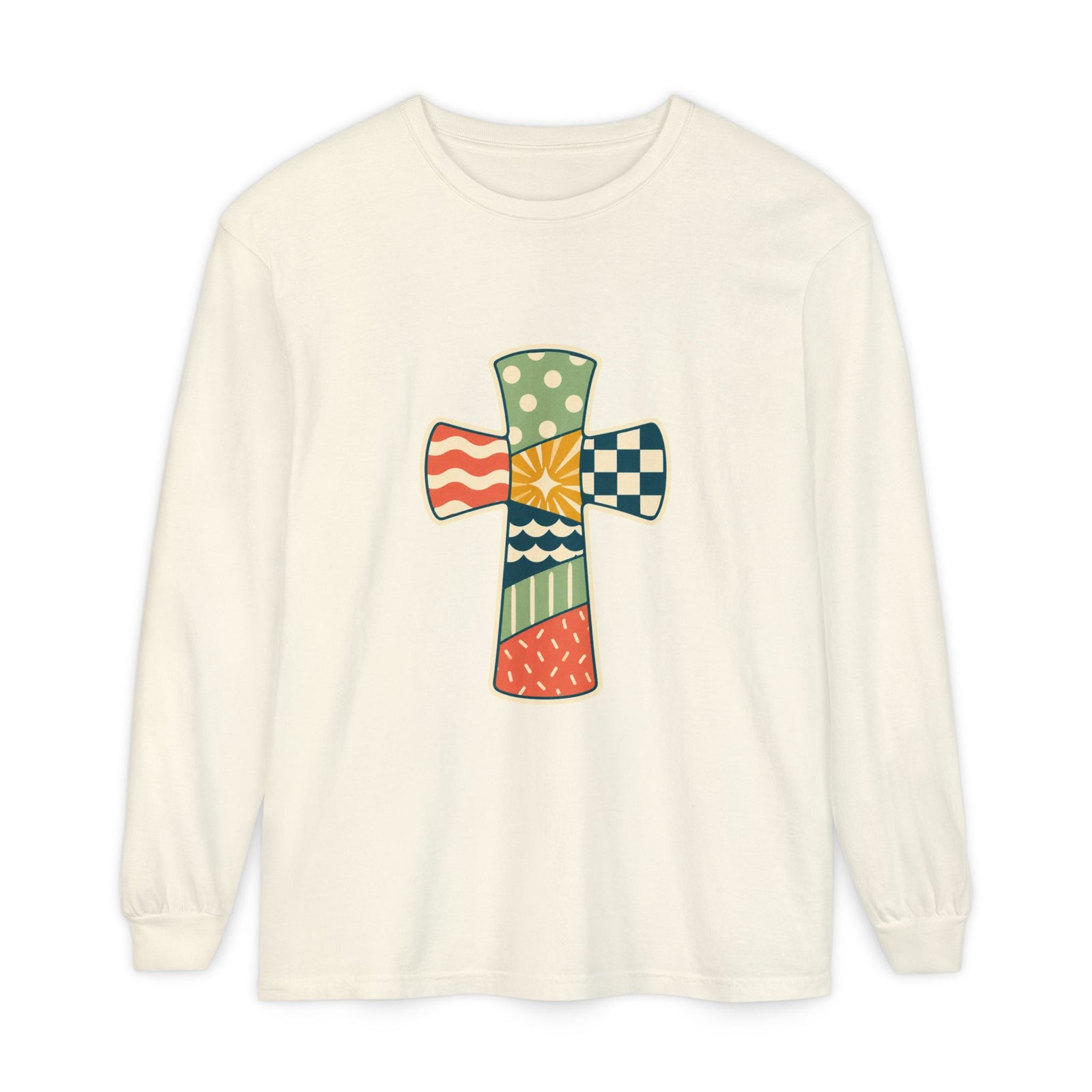 Patchwork Cross Long Sleeve T-Shirt