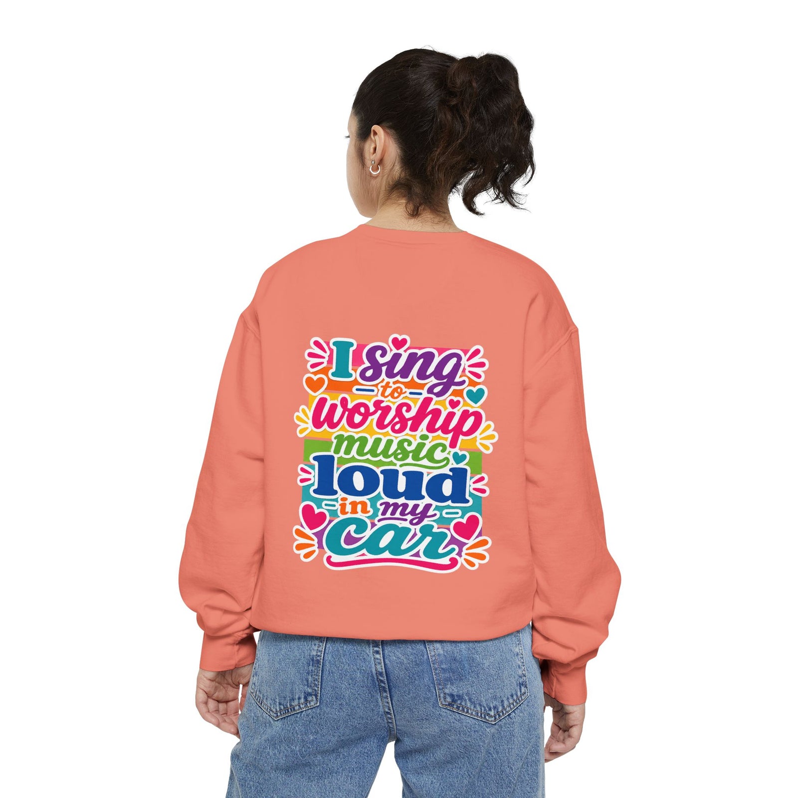 Worship Music Sweatshirt — "I Sing to Worship Music Loud in My Car" Crewneck