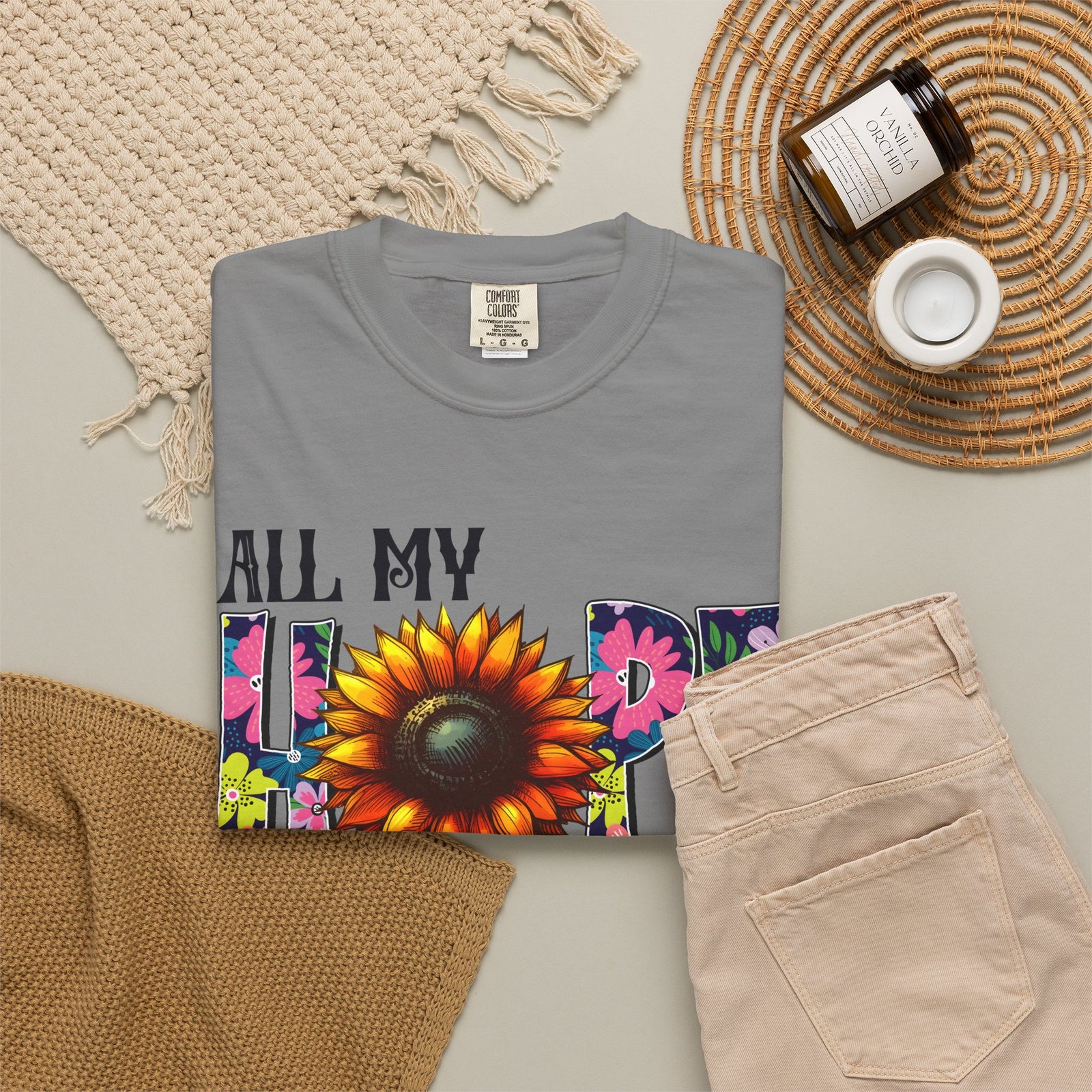 T-Shirt — "All My Hope Is in Jesus" Sunflower Faith Tee