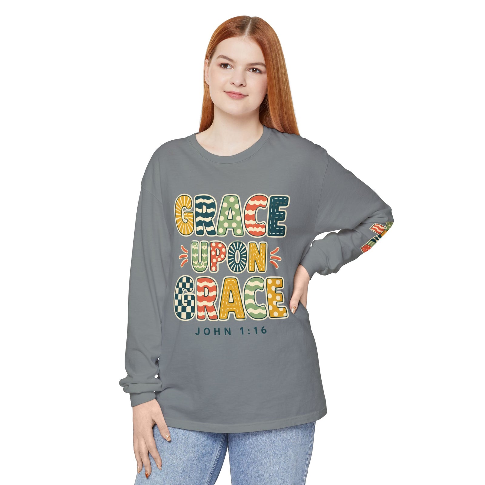 Grace Upon Grace Long Sleeve T-Shirt — John 1:16 Christian Tee