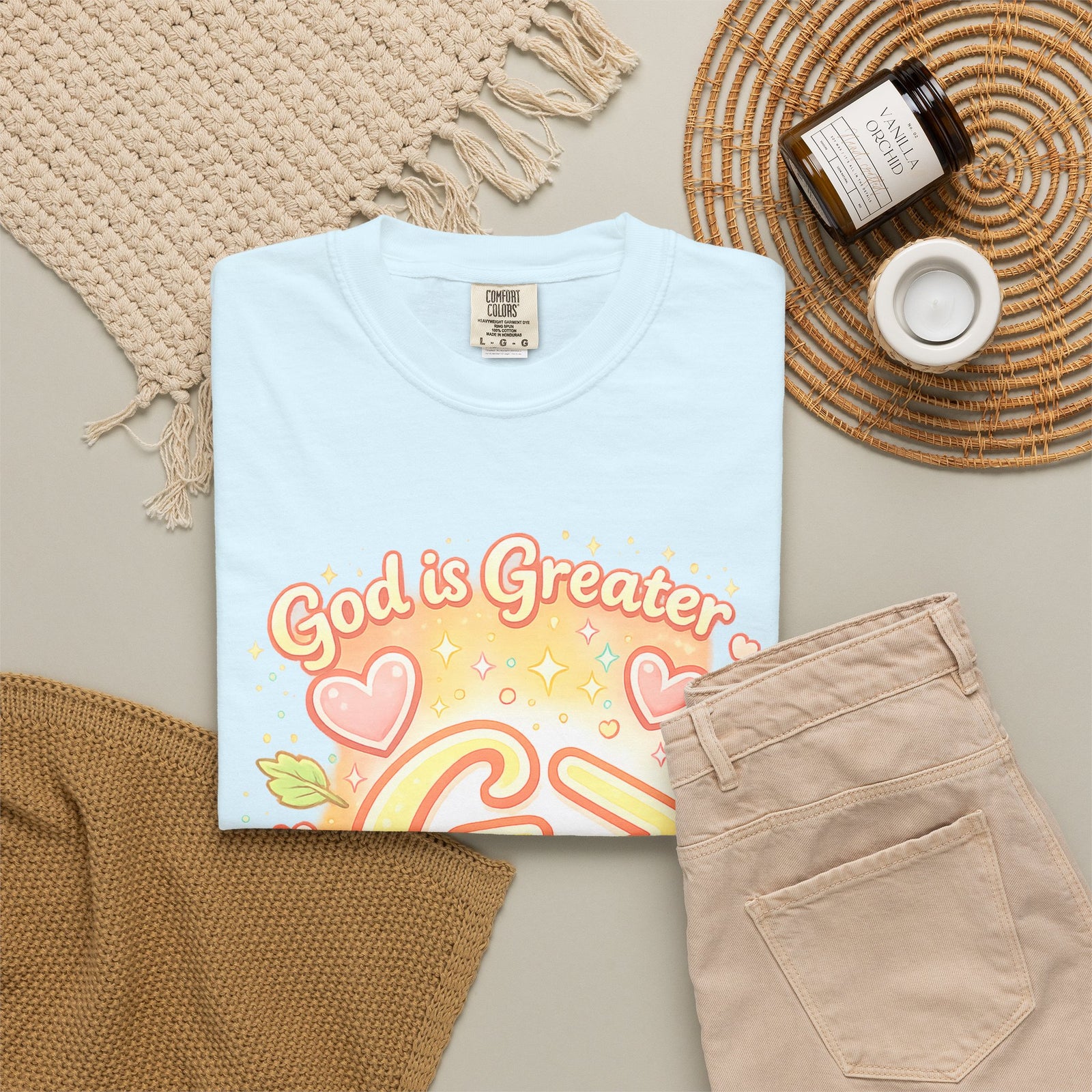 God's Greater Tee — Cute Floral Christian Graphic T-Shirt