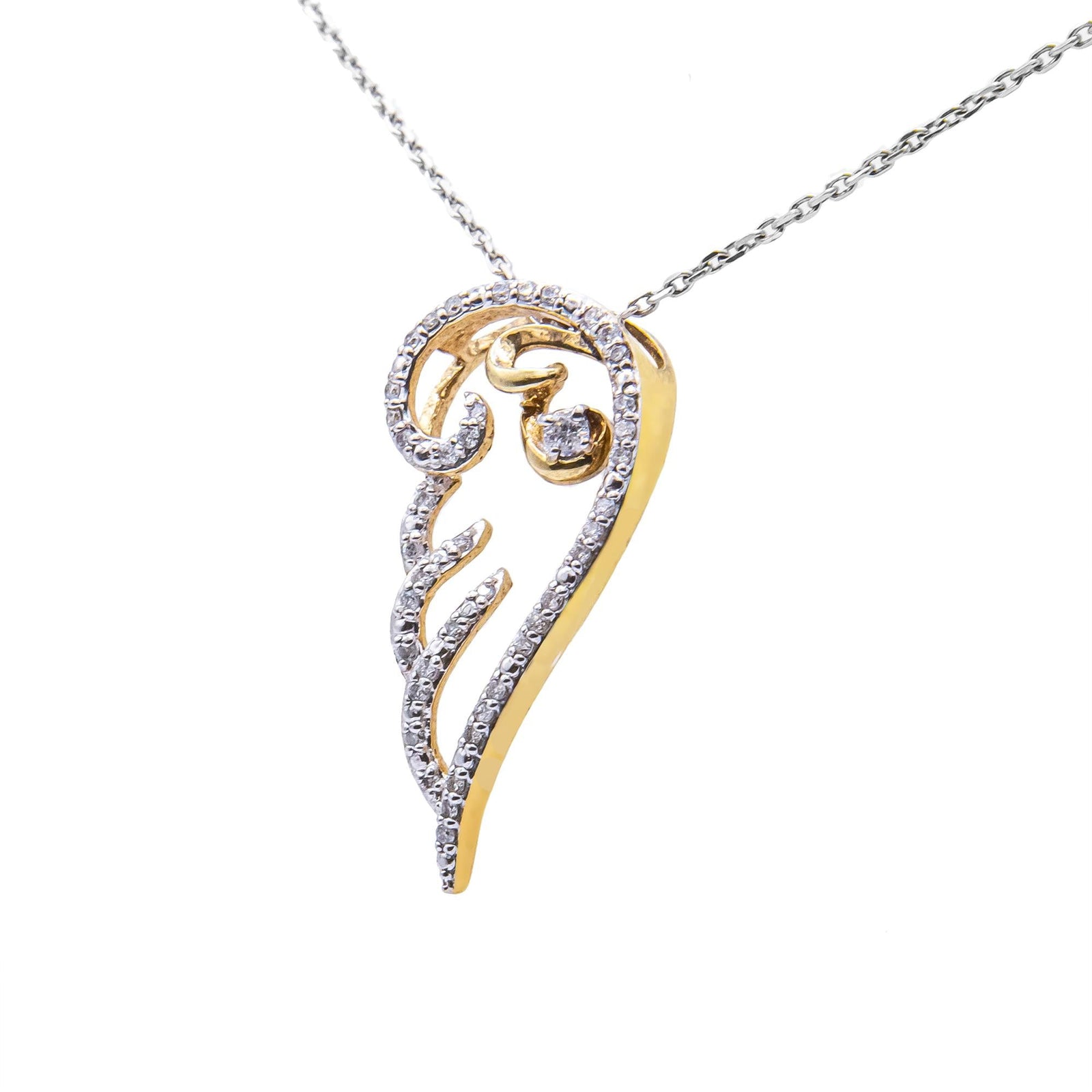 10K Gold-Plated Silver Diamond Angel Wing Necklace