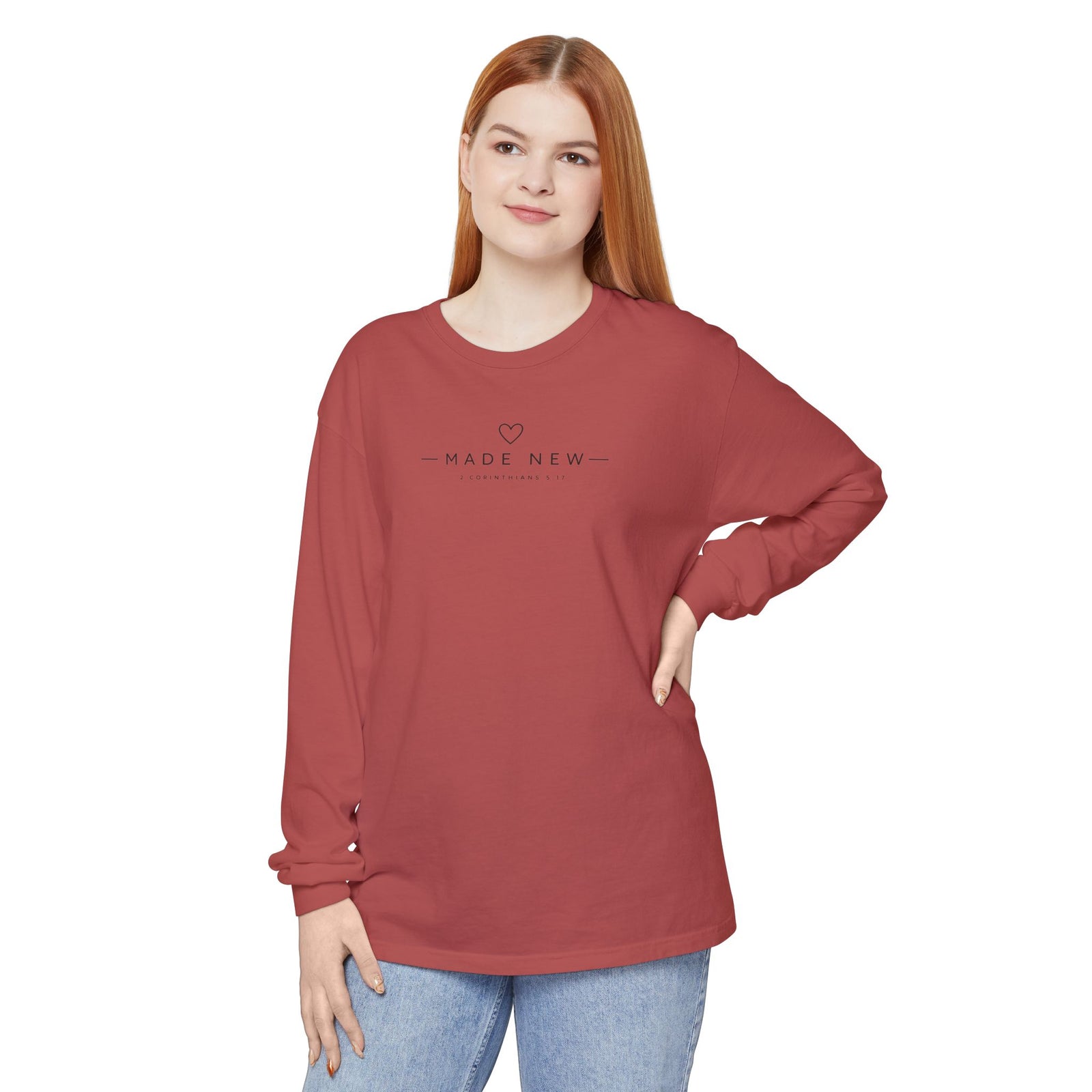 Made New Long Sleeve T-Shirt — Minimal Christian Faith Graphic