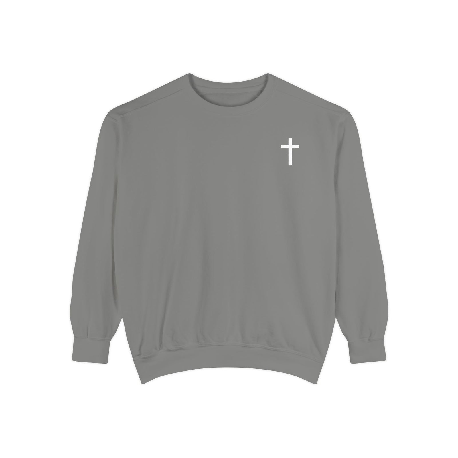 Christian Sweatshirt — Small Cross (Front) + "Jesus Loves You" Back