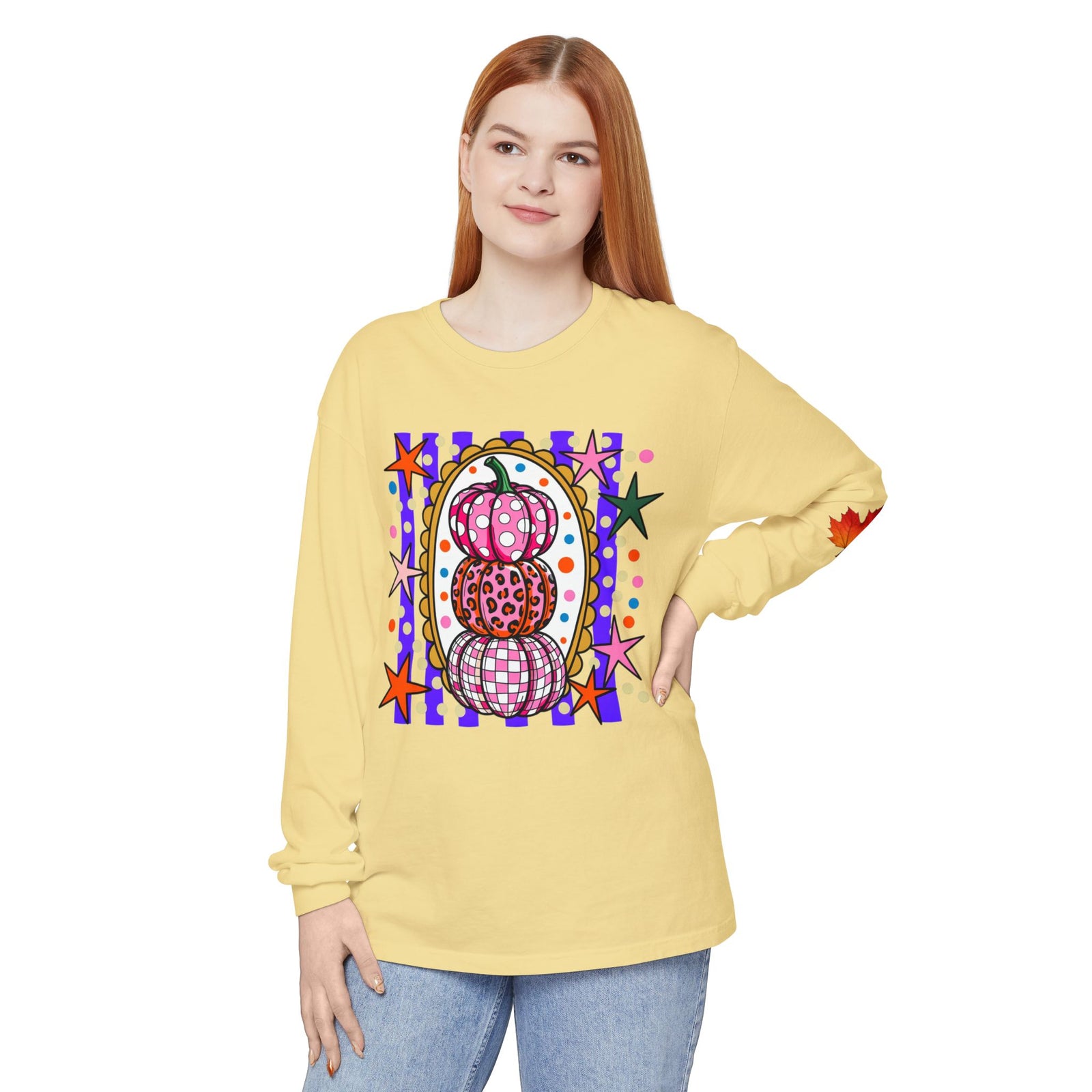 Autumn Pop Art Pumpkin Long Sleeve Shirt