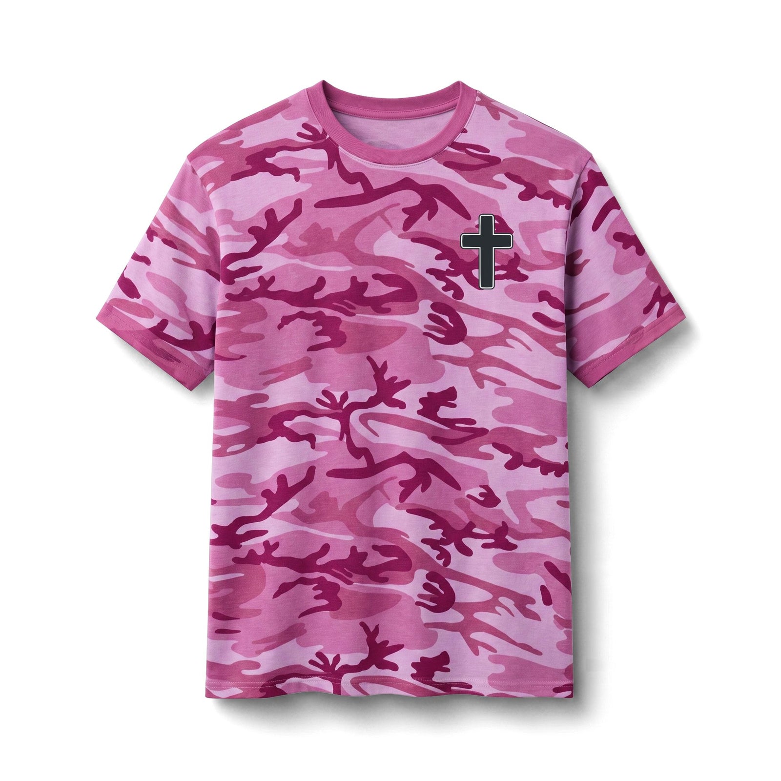 Camo Cross Tee – "Made to worship in All Seasons" Graphic Cotton Shirt