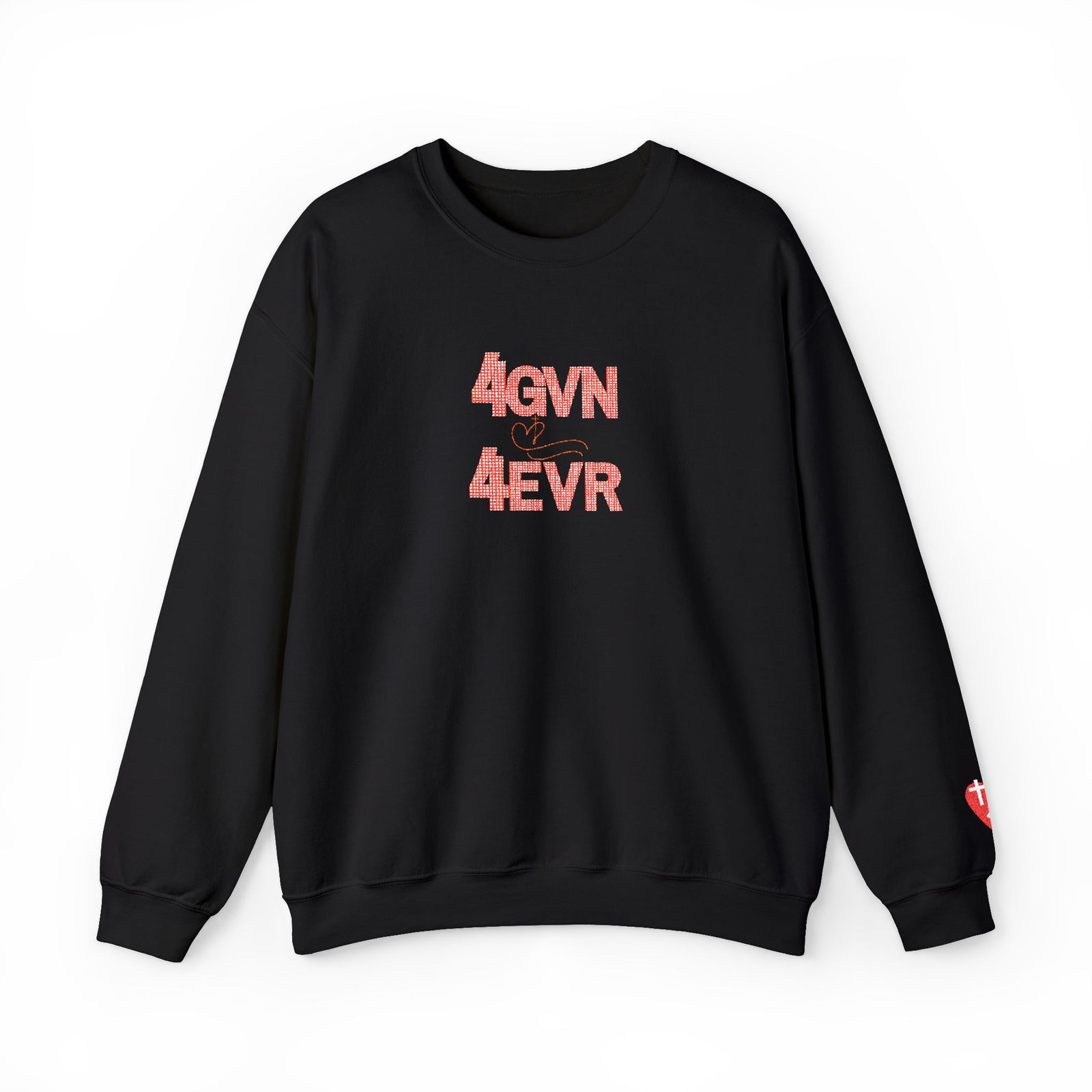 Crewneck Sweatshirt — 'AGAIN NEVER' Floral Text Design, White Cozy Pullover