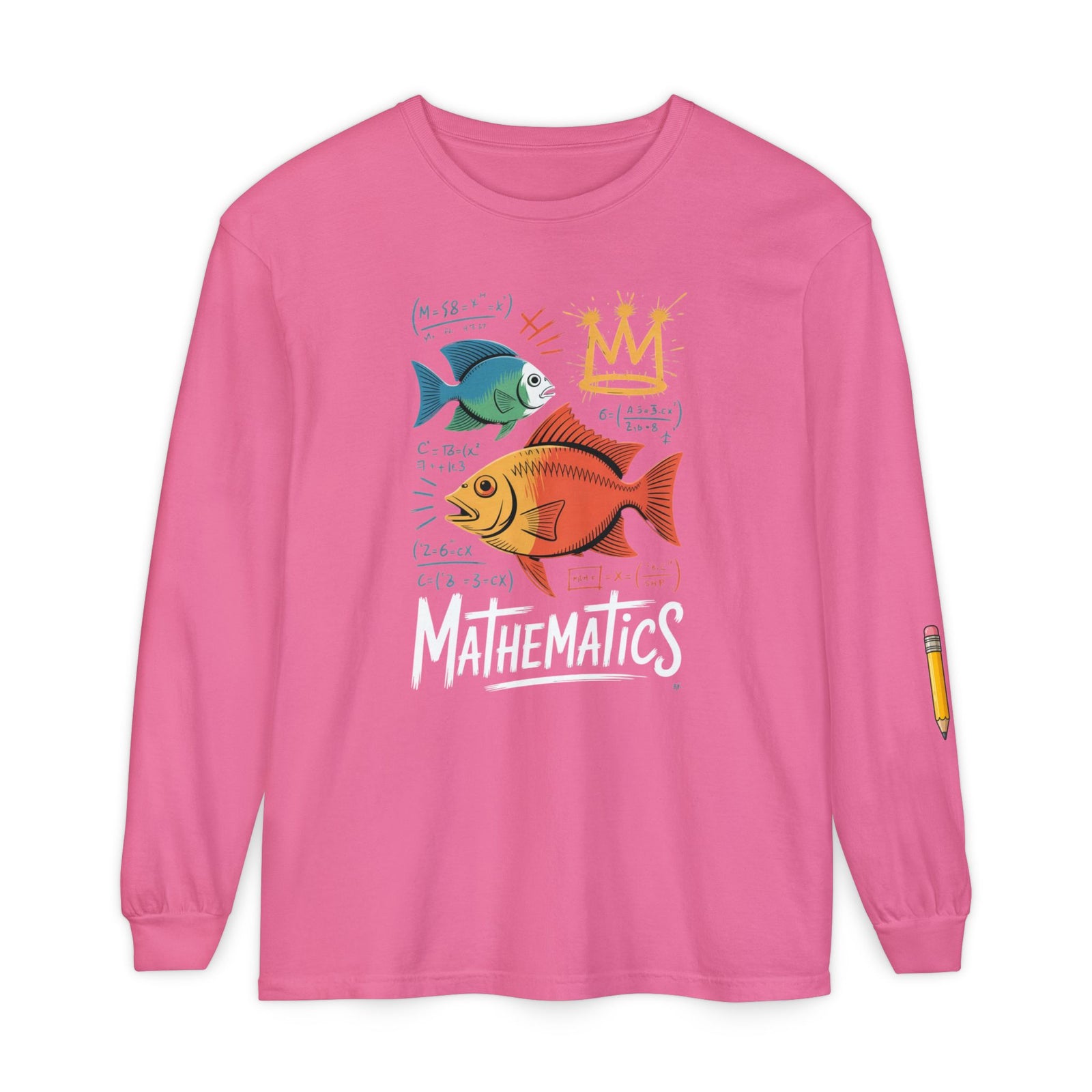 Fish Math Long Sleeve Tee — Cute Brainy Fish Graphic Shirt
