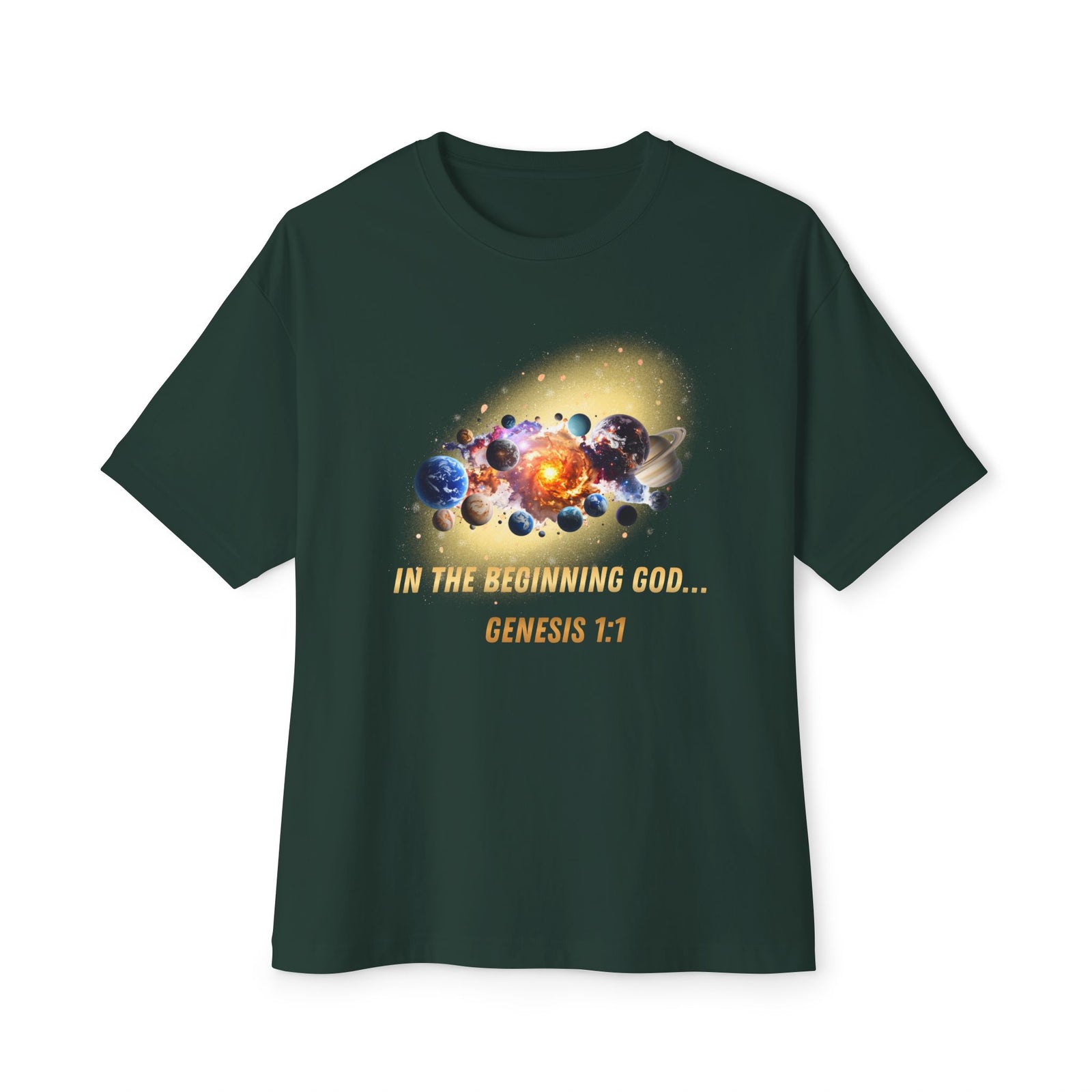 Genesis 1:1 Creation Tee — Cosmic Bible Verse T-Shirt
