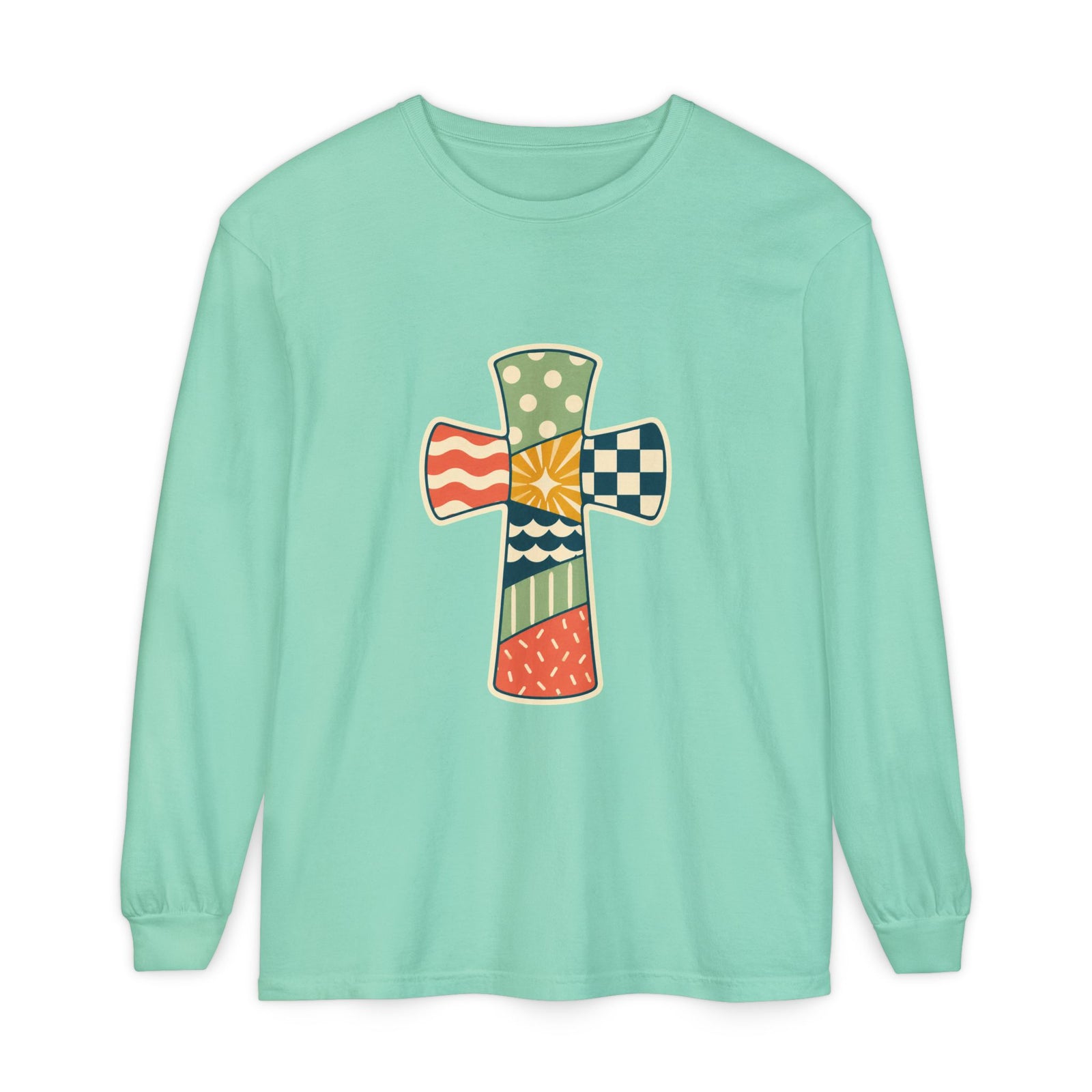 Patchwork Cross Long Sleeve T-Shirt