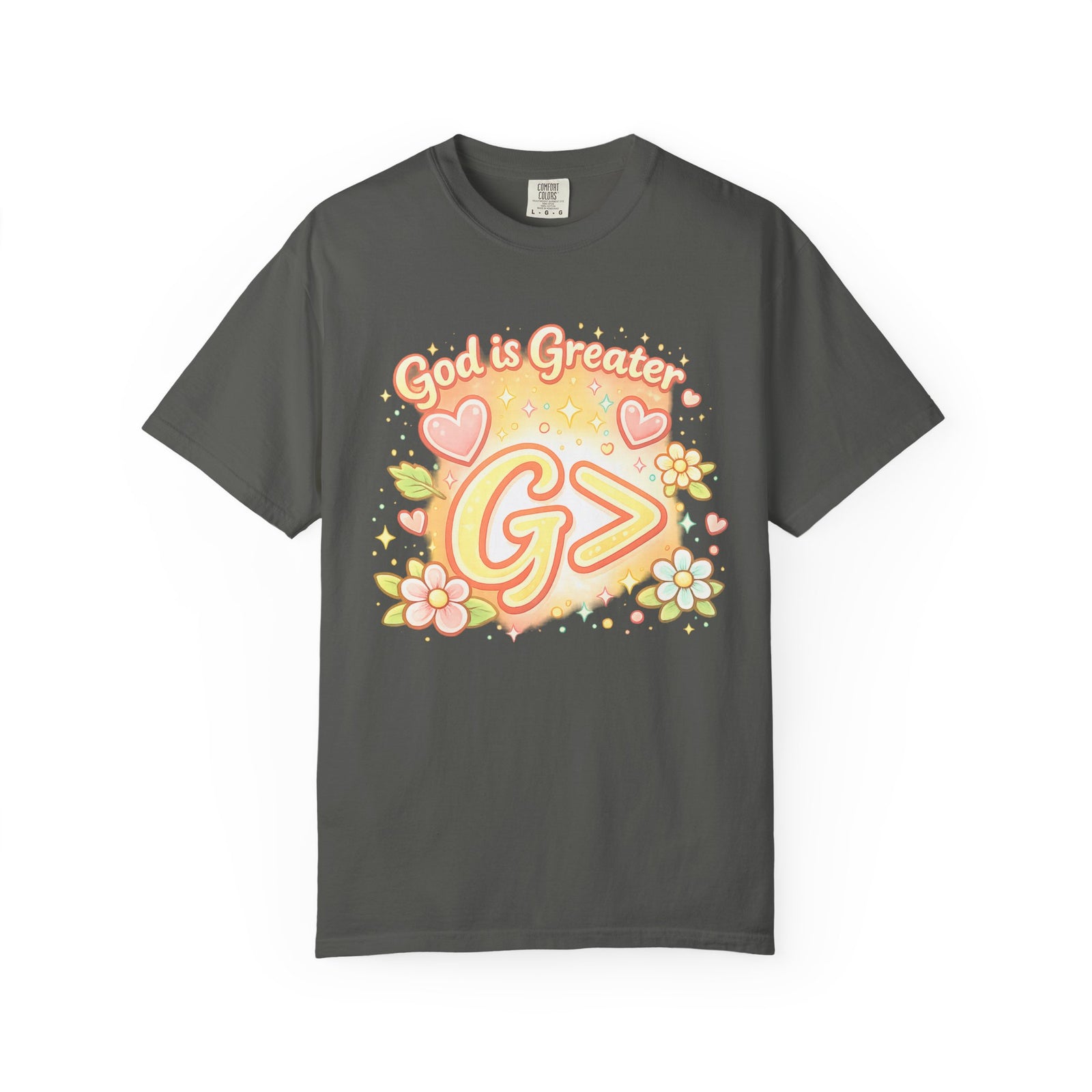 God's Greater Tee — Cute Floral Christian Graphic T-Shirt