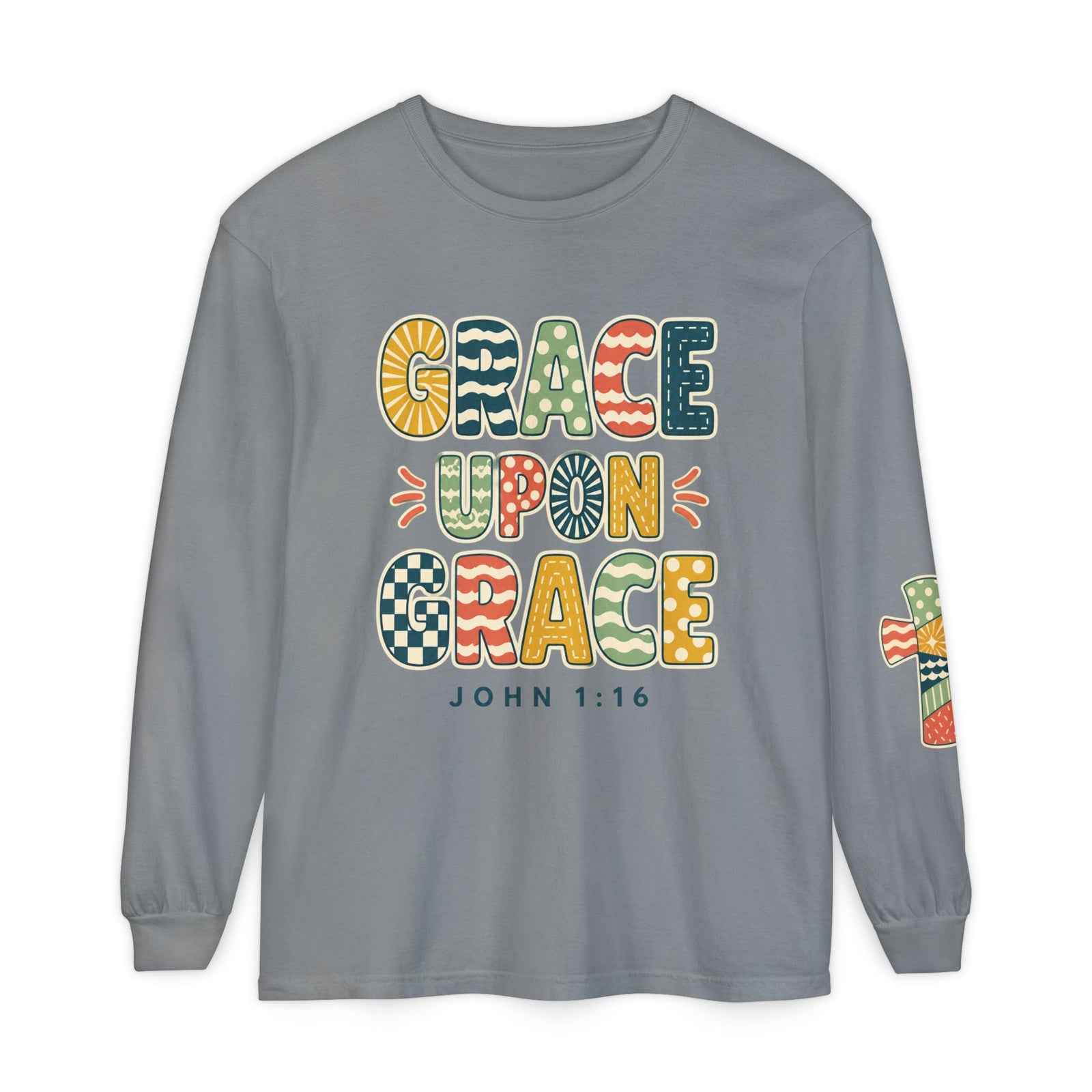Grace Upon Grace Long Sleeve T-Shirt — John 1:16 Christian Tee