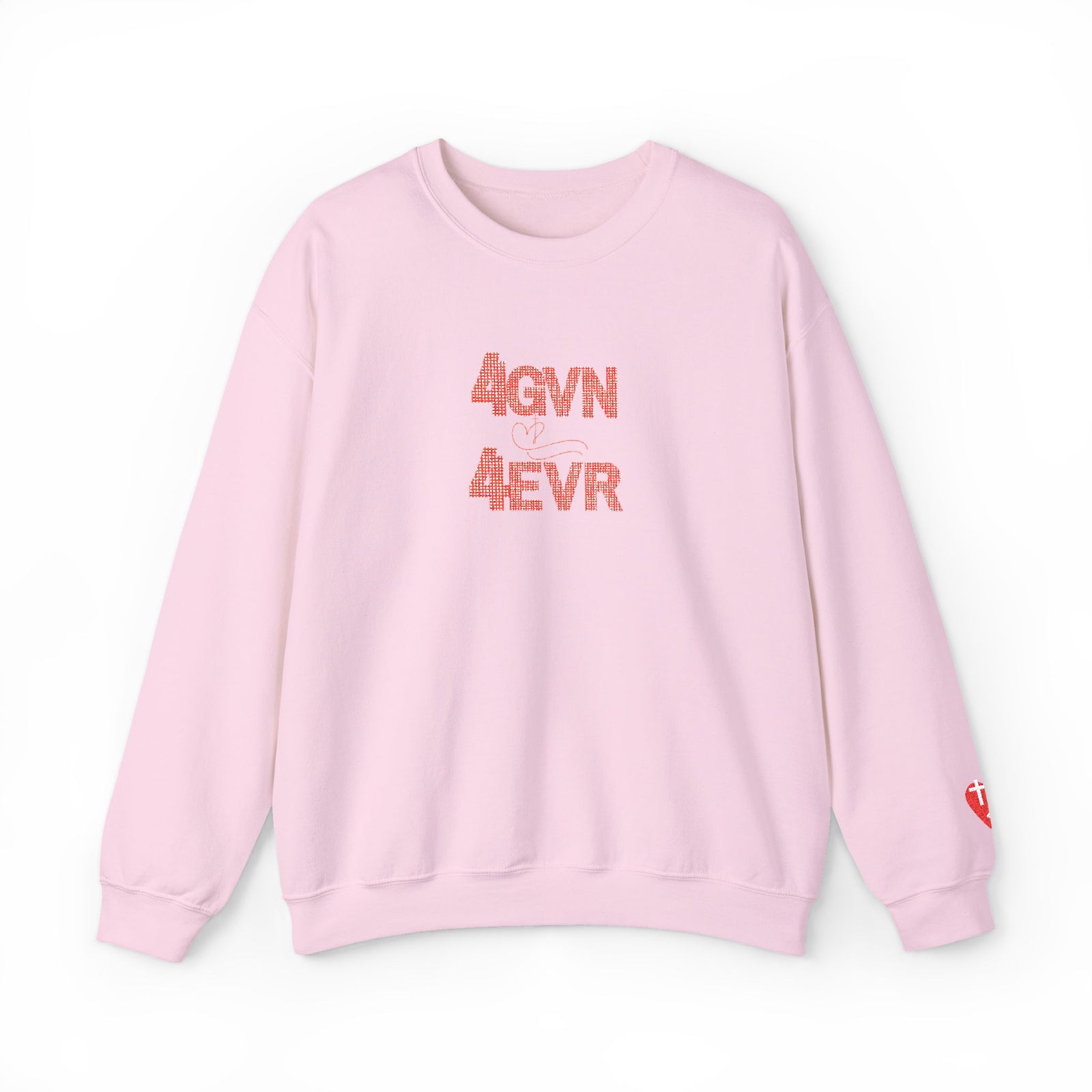 Crewneck Sweatshirt — 'AGAIN NEVER' Floral Text Design, White Cozy Pullover