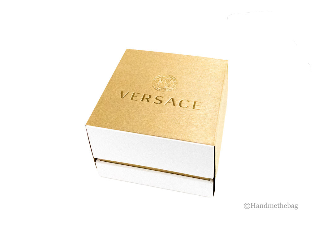 Versace Silver Halo 38mm Leather Strap Watch
