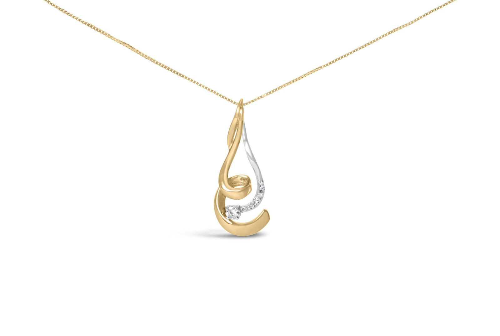 Twirl 10K Dual-Gold Diamond Pendant Necklace