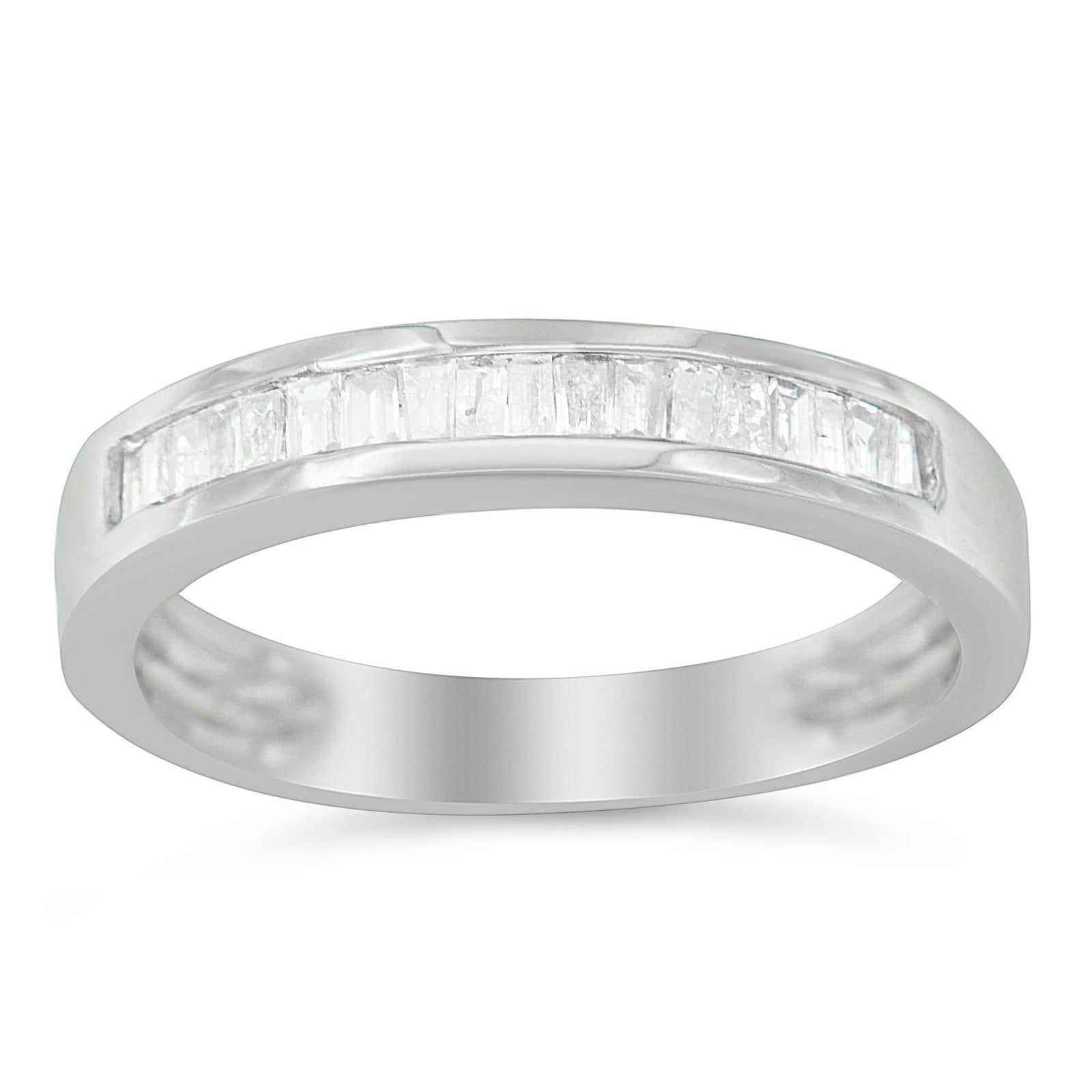 .925 Silver Baguette Diamond Stackable Wedding Ring