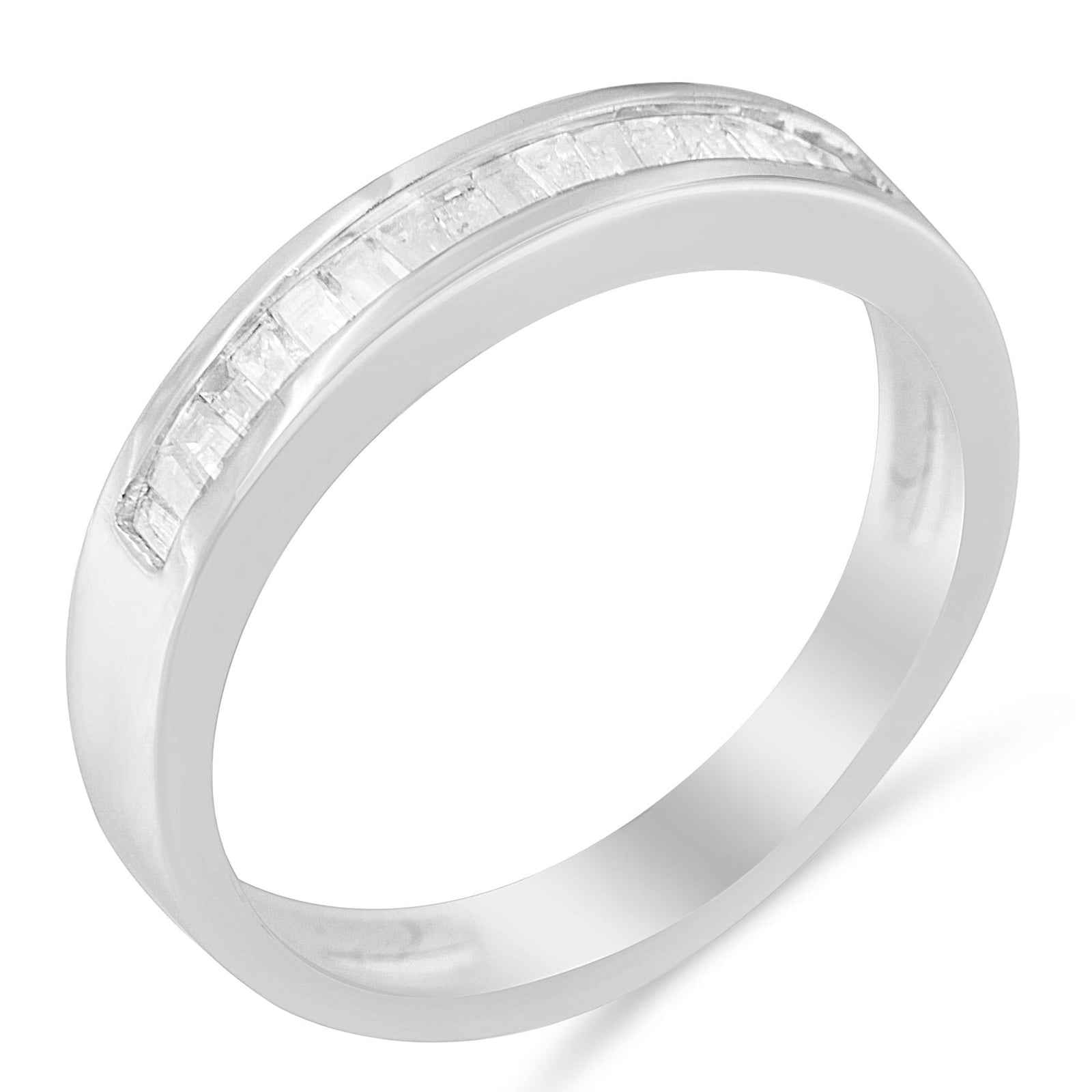 .925 Silver Baguette Diamond Stackable Wedding Ring