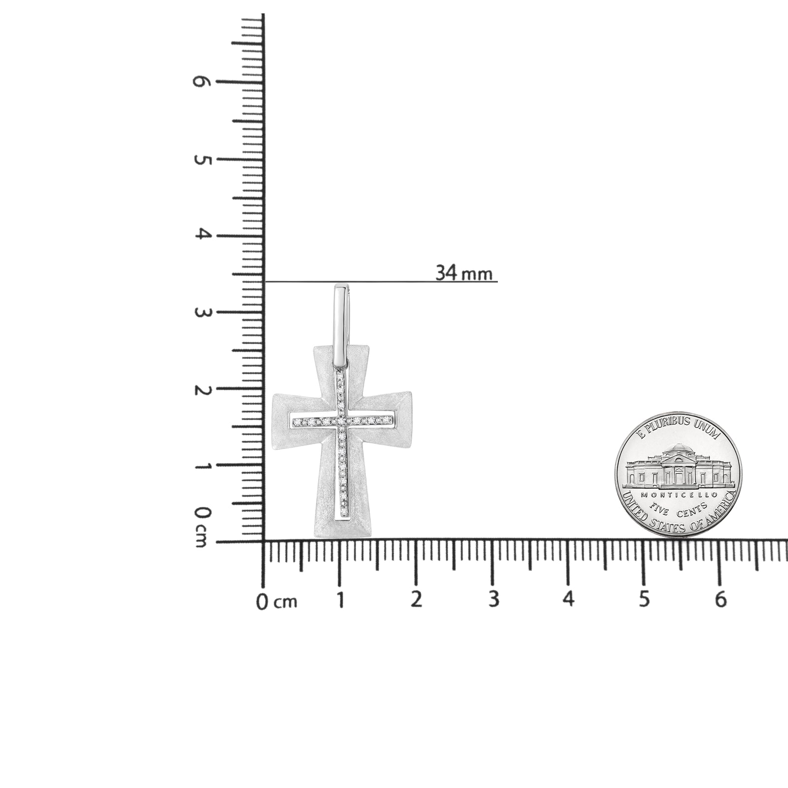 .925 Sterling Silver Diamond Cross Pendant Necklace