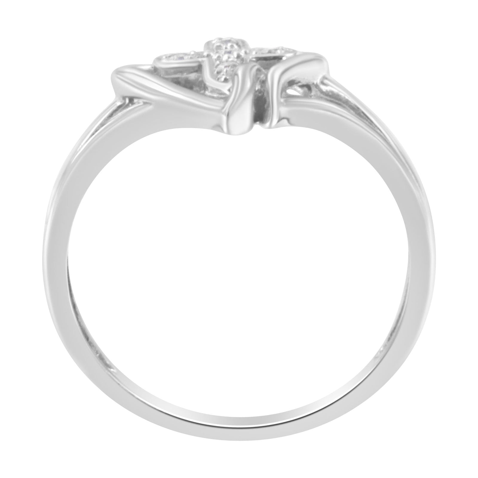 10K White Gold Diamond Heart & Cross Promise Ring
