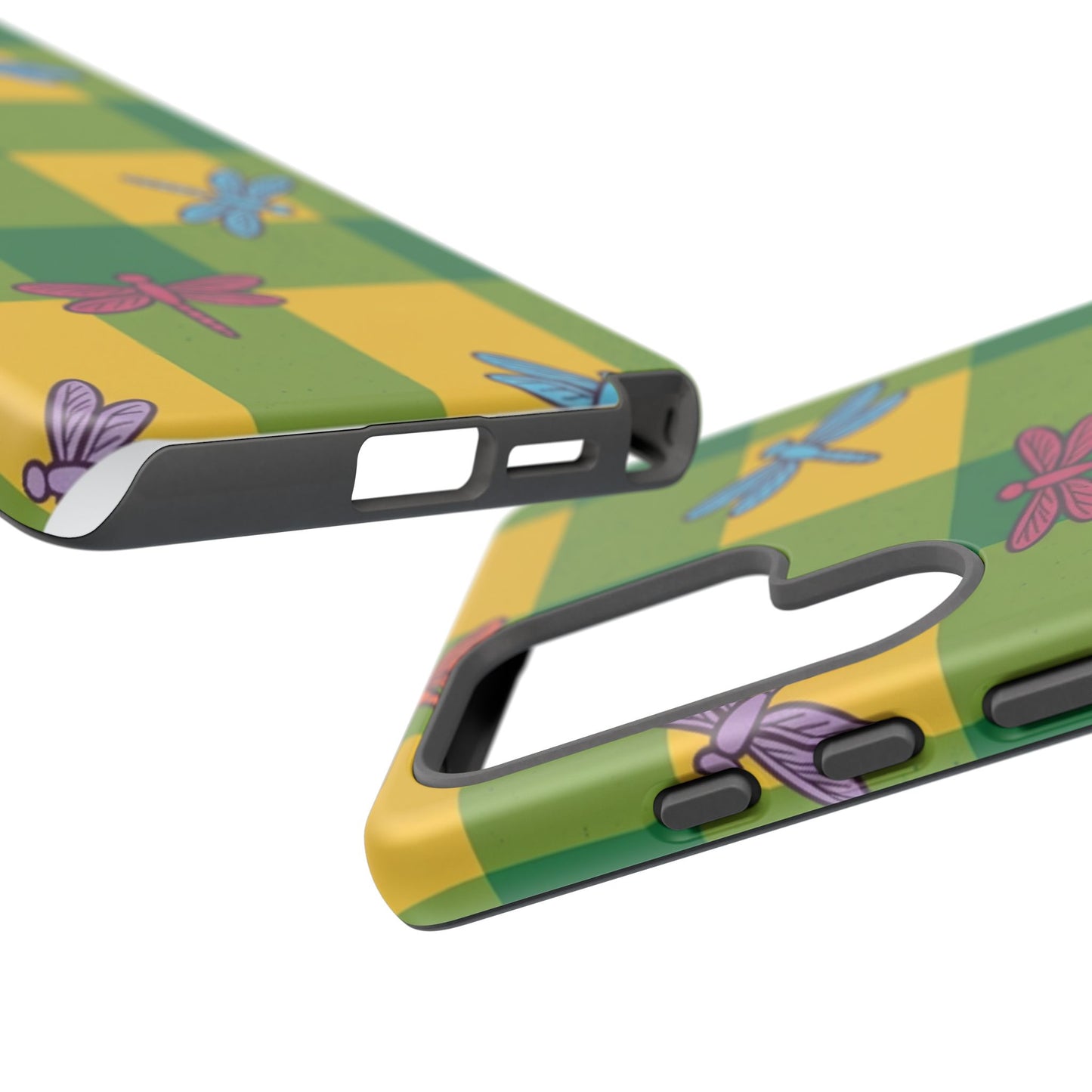 Dragonfly Check Phone Case — Colorful Plaid Protective Tough Case
